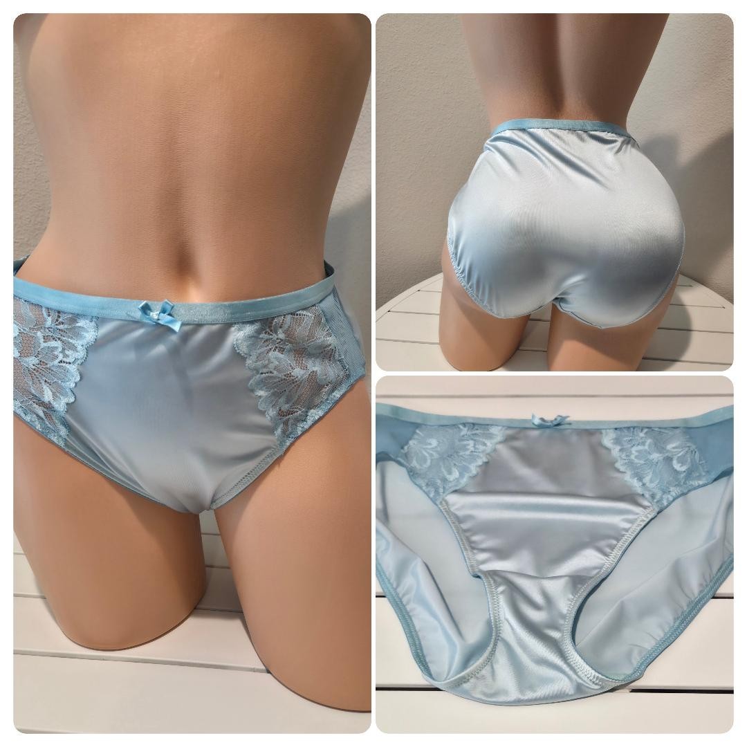 Ambrielle Tulip Lace High Cut Panty Shiny Satin Stretch Floral Lace Colors