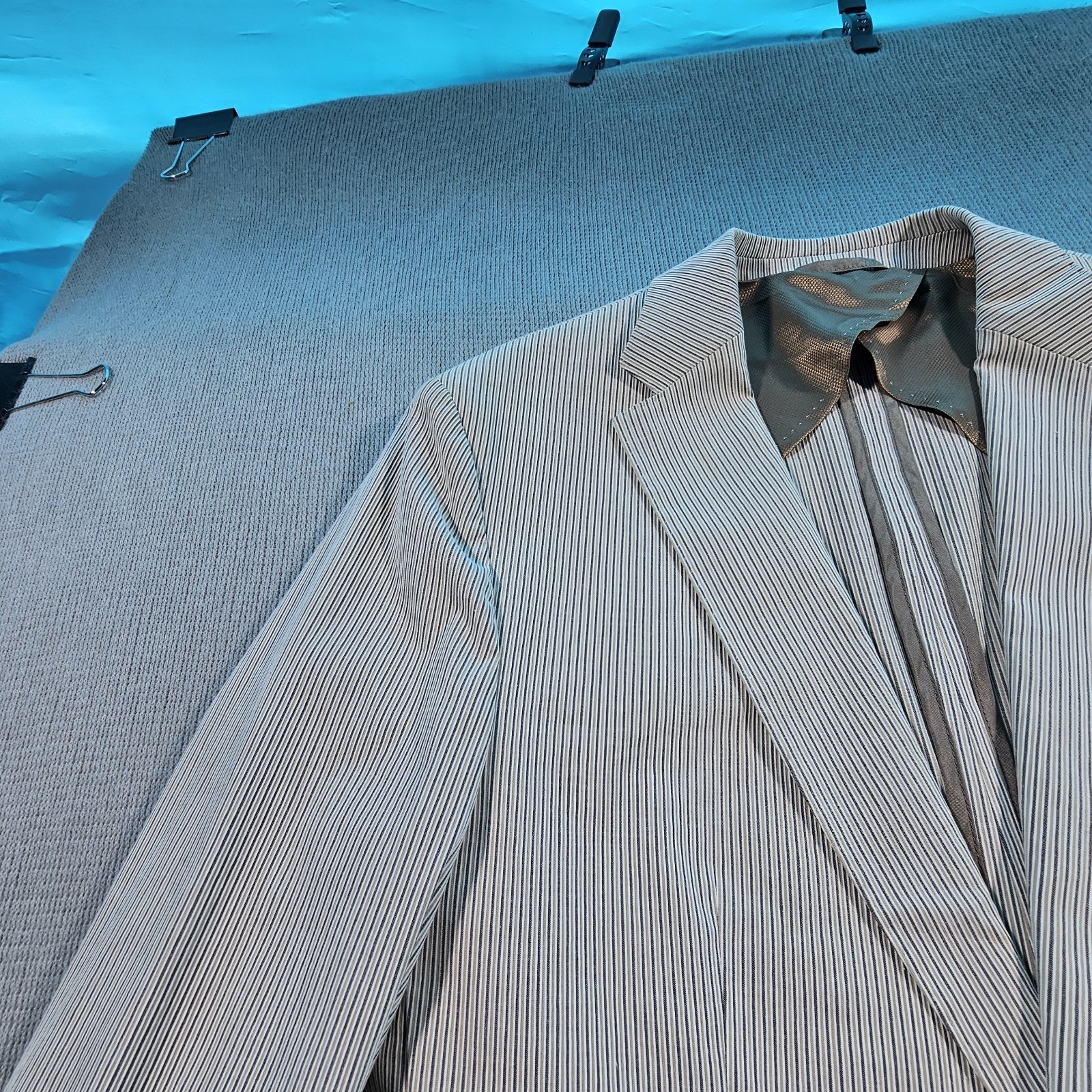 Hugo Boss Seersucker Pinstripe Sports Blazer US 40 Designer Luxury Men’s VTG