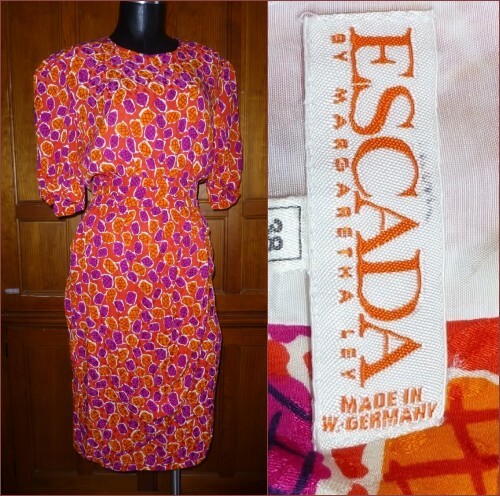 Vtg 80s ESCADA Margaretha Ley SILK Faux Wrap Skirt Pockets Sheath Cocktail DRESS