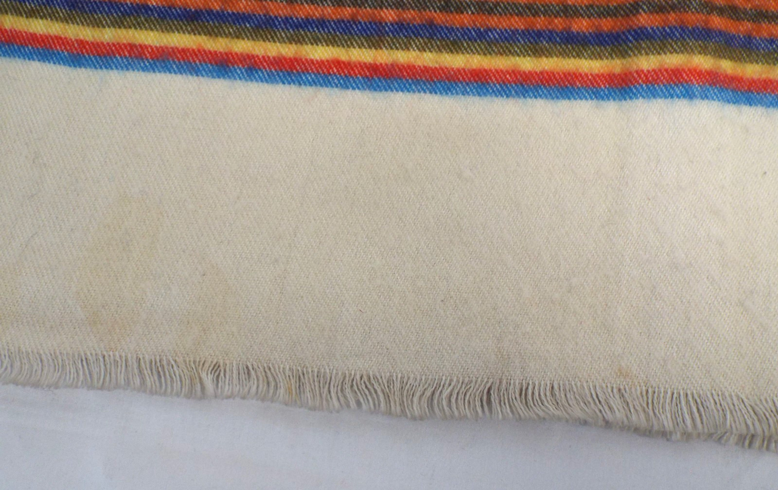 Vintage 1980s KENZO Wool Blend Striped Shawl Scarf Wrap SIGNED Cream Multicolor