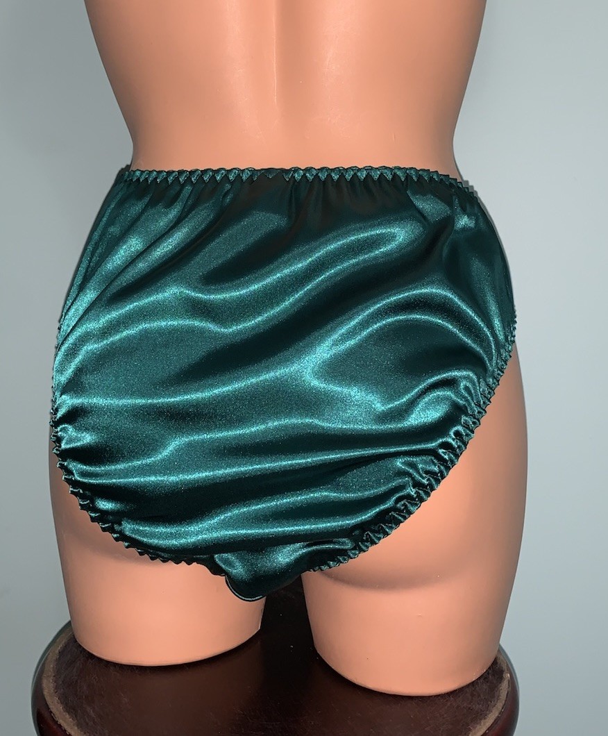 NEW Glossy Satin & Lace 3X 10 Cut Bikini Panties Lace Inset at Hip