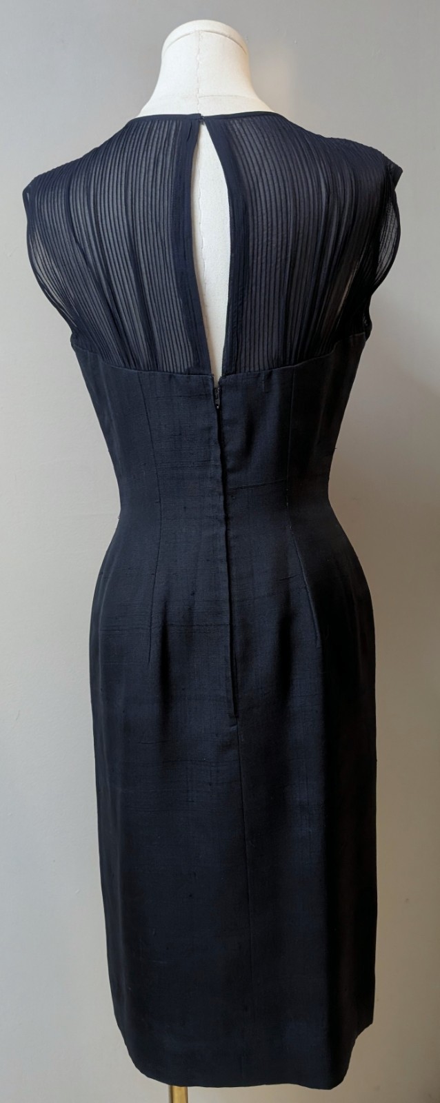 Vintage 60’s Black Illusion Bombshell Audrey Style Dress & Cropped Jacket Set XS