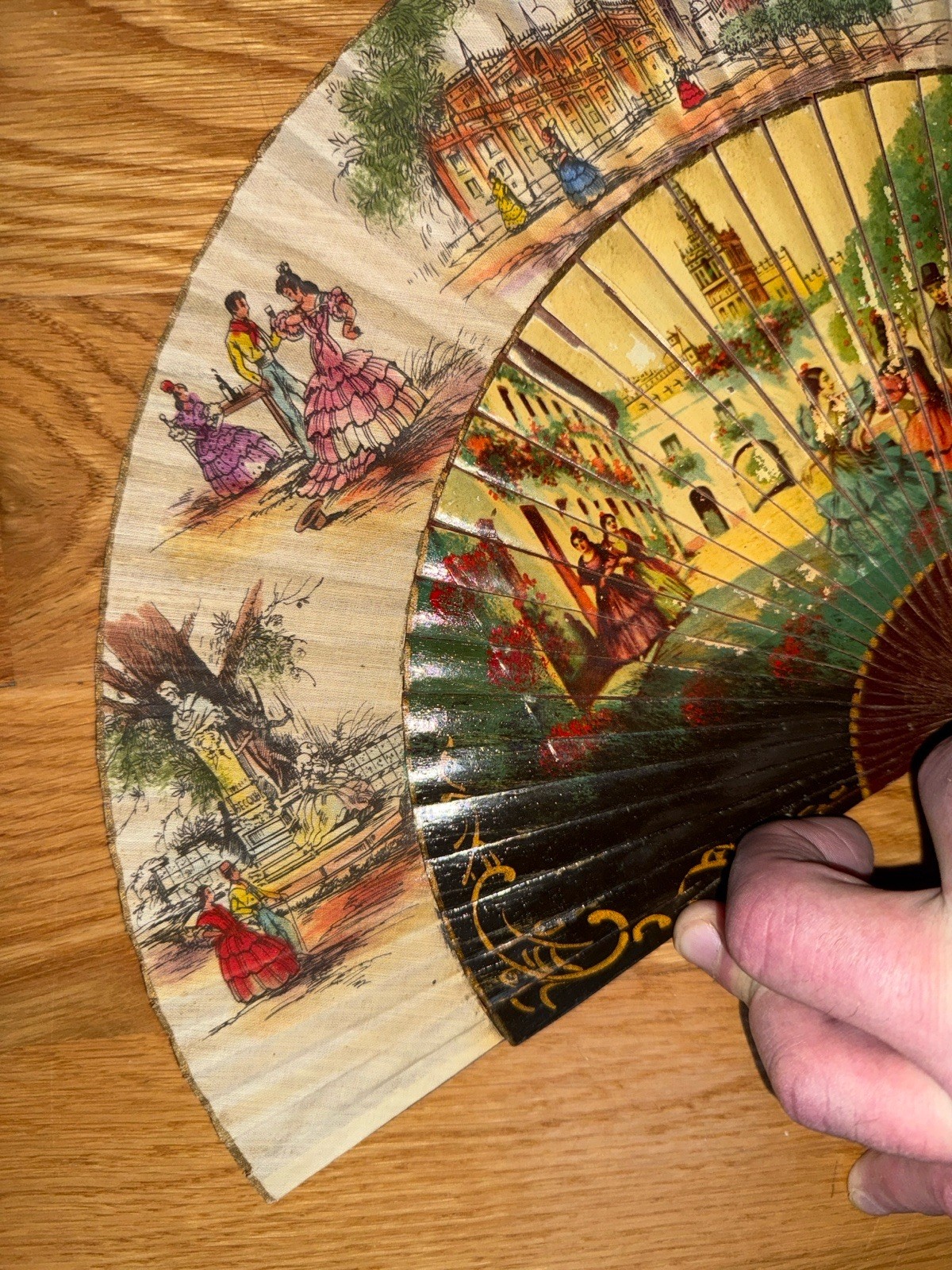19th Century C.1880 Spanish Hand Fan Signed “Casa De Diego” Artist S.M Original