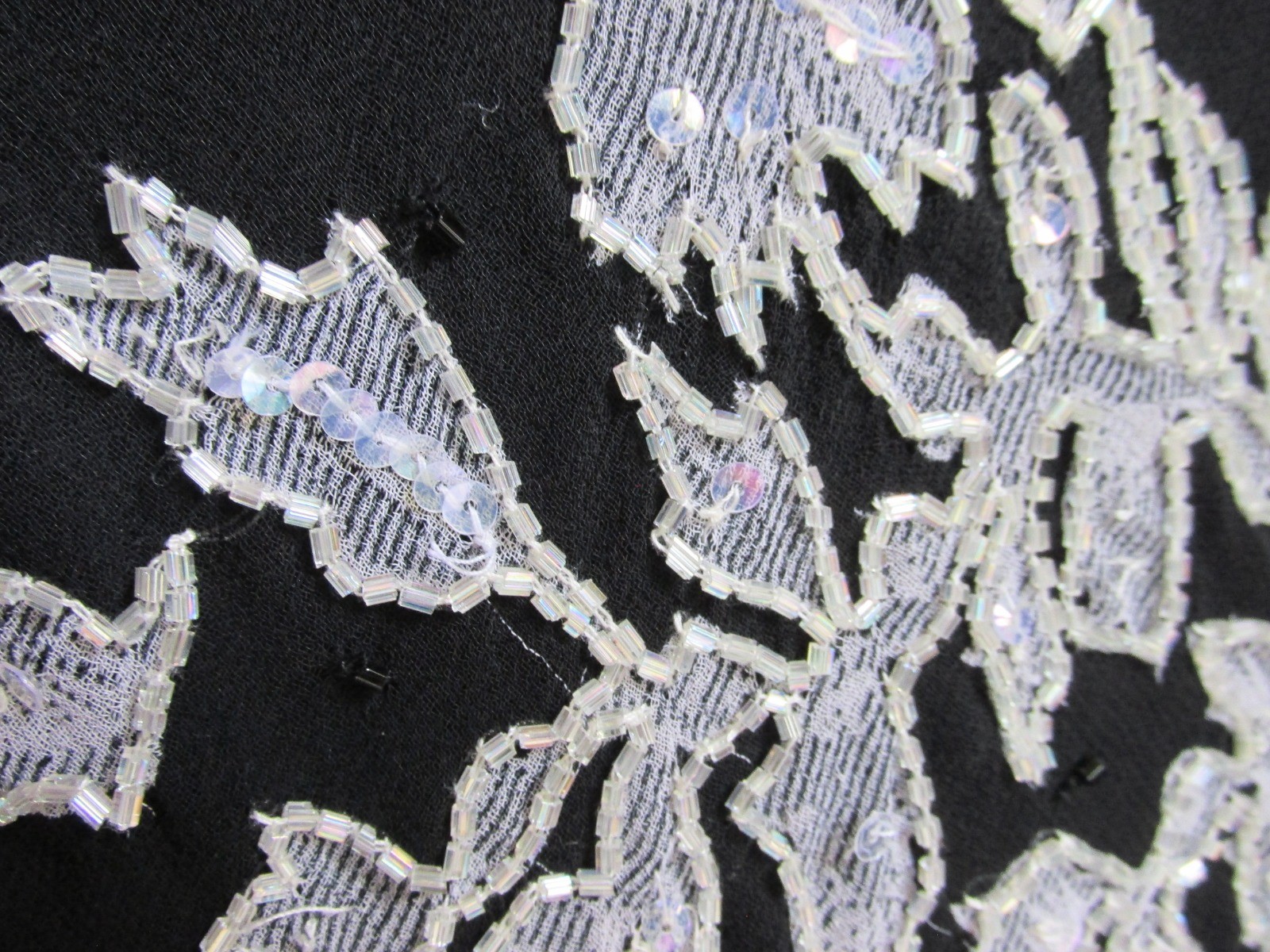 Vintage STENAY Black White Beaded Gown w/ Jacket Sheath Spaghetti Straps SZ 16