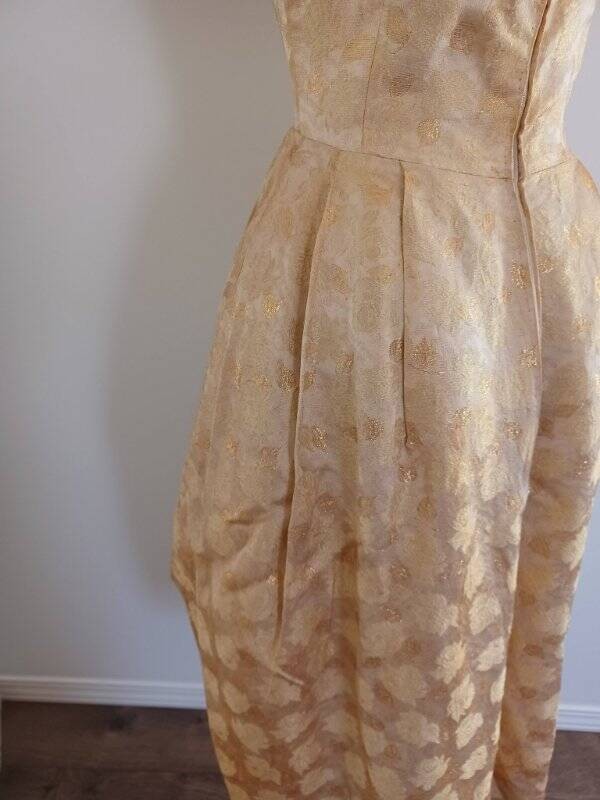 Vintage 1950’s Gold Balloon Dress From Paris Sleeveless Lorene Victor Hugo S