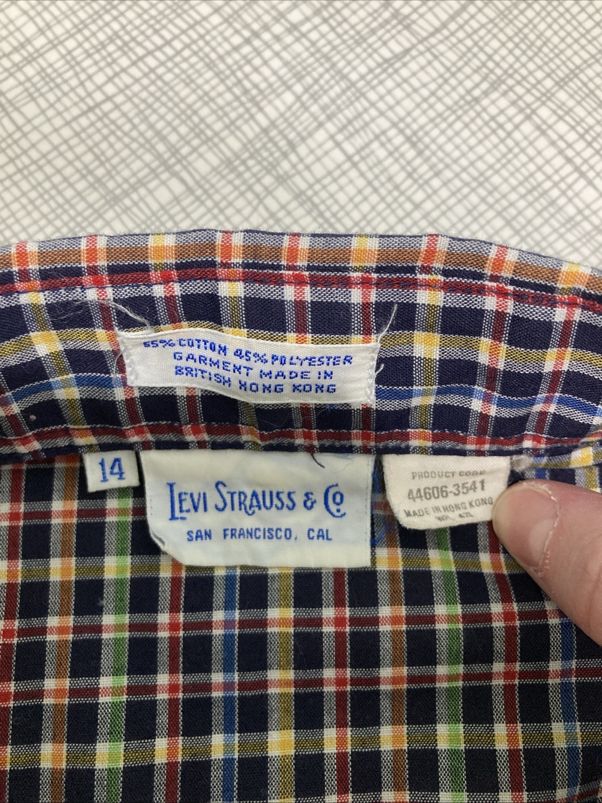 VTG 70s LEVI STRAUSS Western Shirt Size 14 Rainbow Plaid Pearly Button Blouse HK