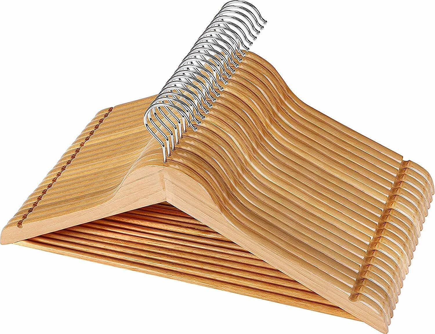 Premium Wooden Hangers 50 Pack Non-Slip Coat Clothes Hangers w/360° Swivel Hook
