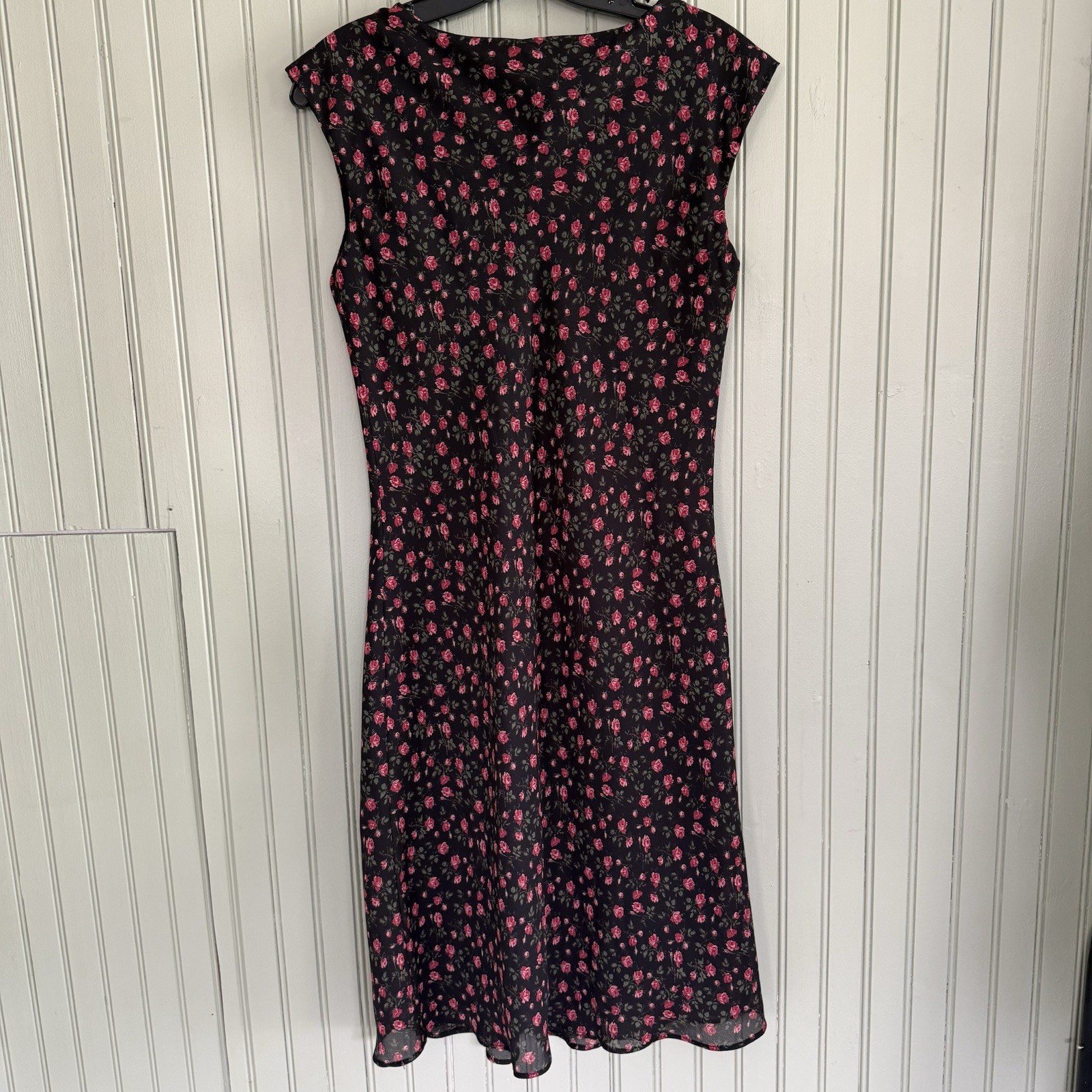 Y2K Red Roses Knee Length Dress Size 4 Small Grunge Goth Coquette Dark Floral