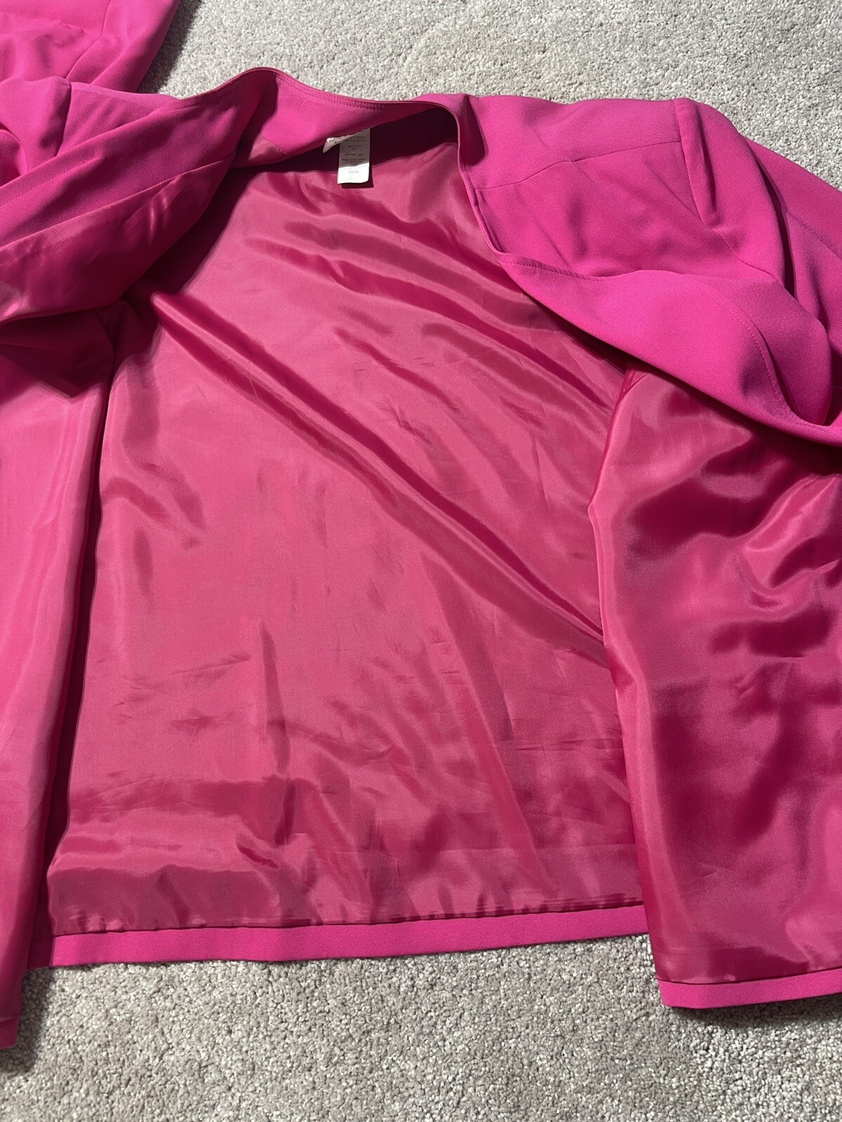 Vintage 80s Womens Plus 30W Top Blazer Shoulder Pads Hot Pink Tropical Floral