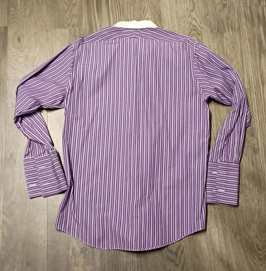 VTG Brooks Brothers Egyptian Cotton Striped Formal Shirt Cufflink USA 16 1/2-33