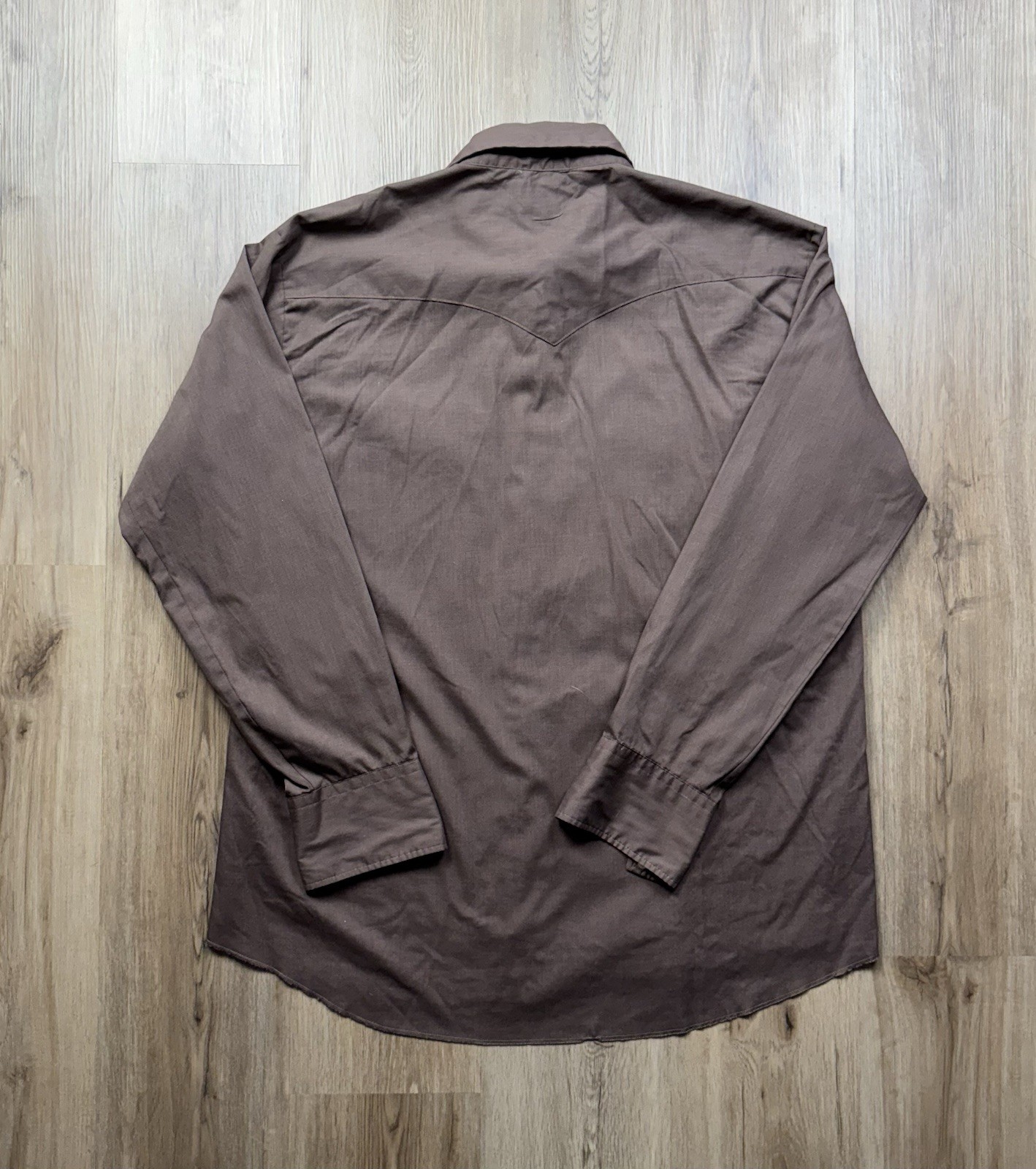 VINTAGE Karman Polycotton Rockabilly Snap Shirt Size XL Brown Western
