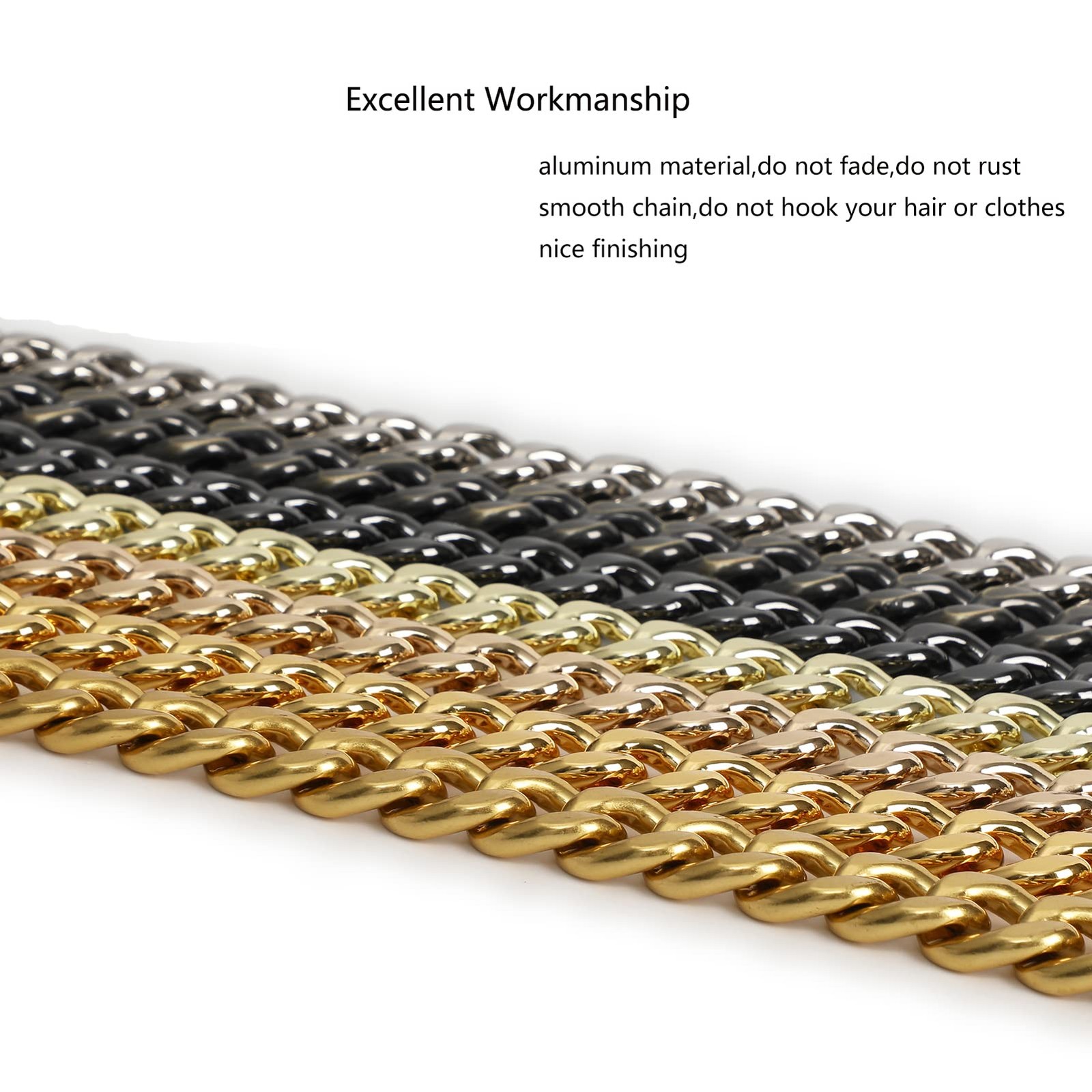 Xiazw 26 Inch Chic Metal Purse Chain Strap Handle 26 Inch, Black – Grey
