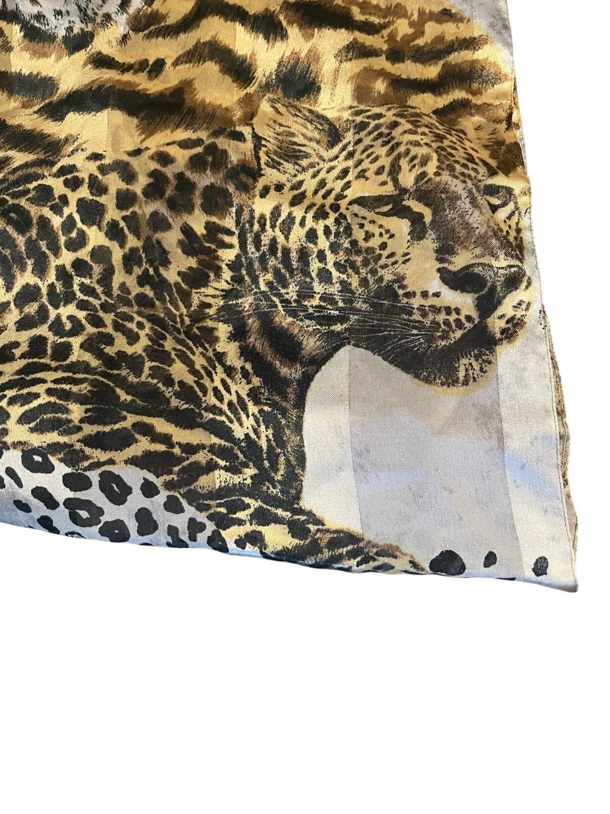 Leopard Tiger Animal Print Vintage Symphony Scarfs Rectangle Made in Italy 90s