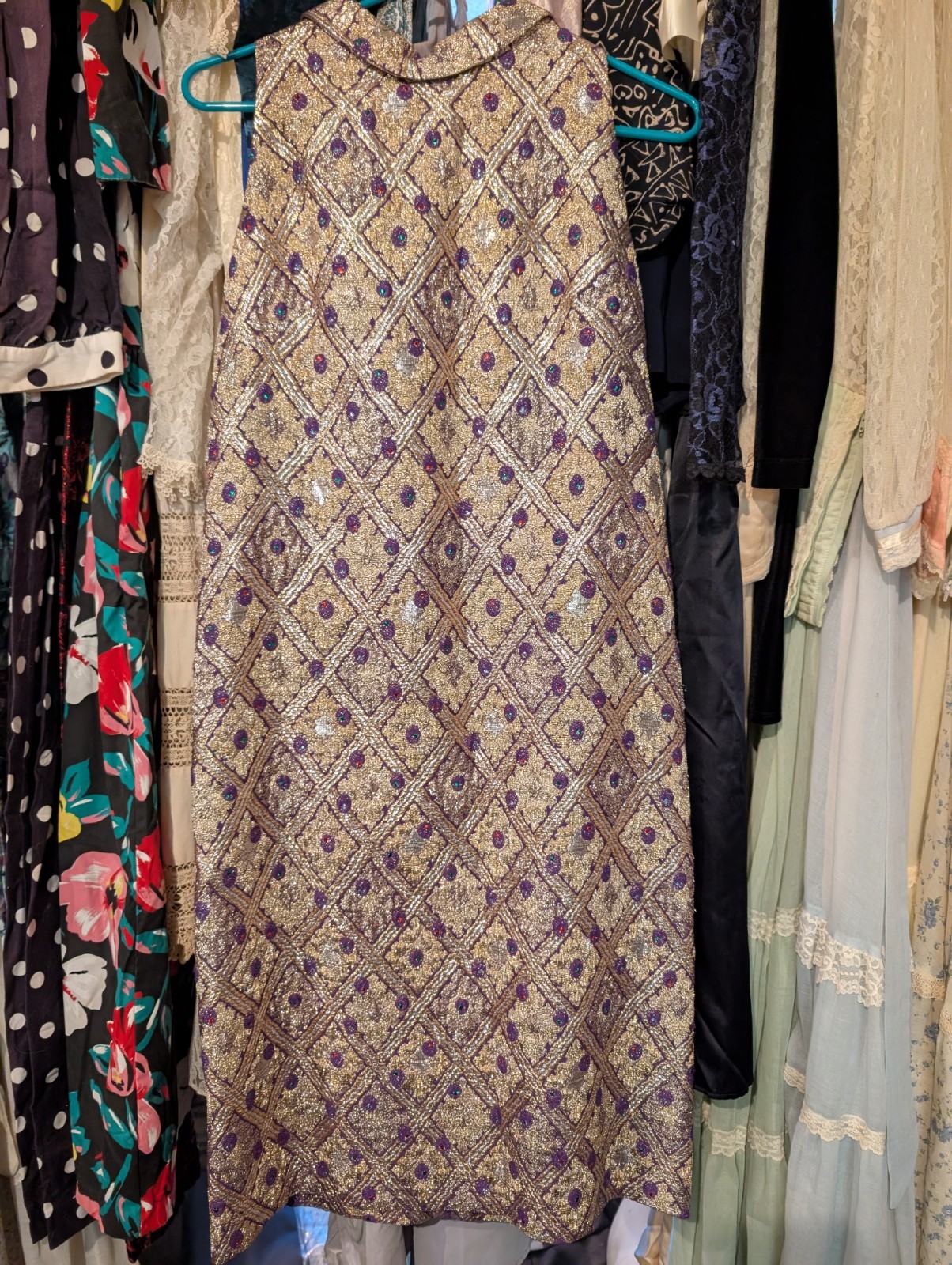 Vintage Suzy Perette Gold Lame Shift Dress, Mid Century Modern, exquisite