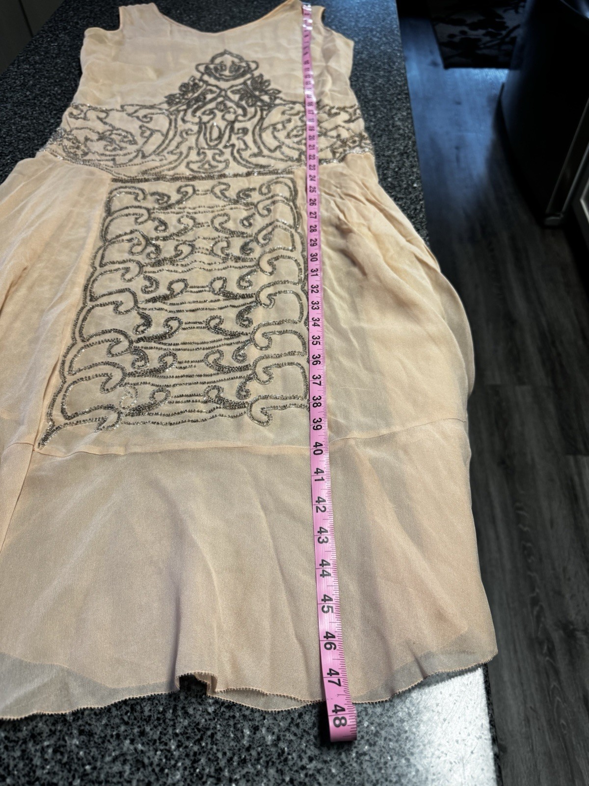 Authentic 1920s Beaded Silk Chiffon Dress – Art Deco With Double Sided Beading
