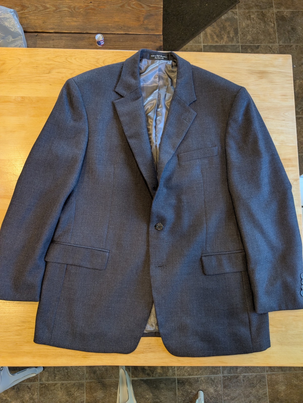 Vintage Andrew Fezza Mens Sport Coat XL Gray Lambswool Cashmere Blazer 44L