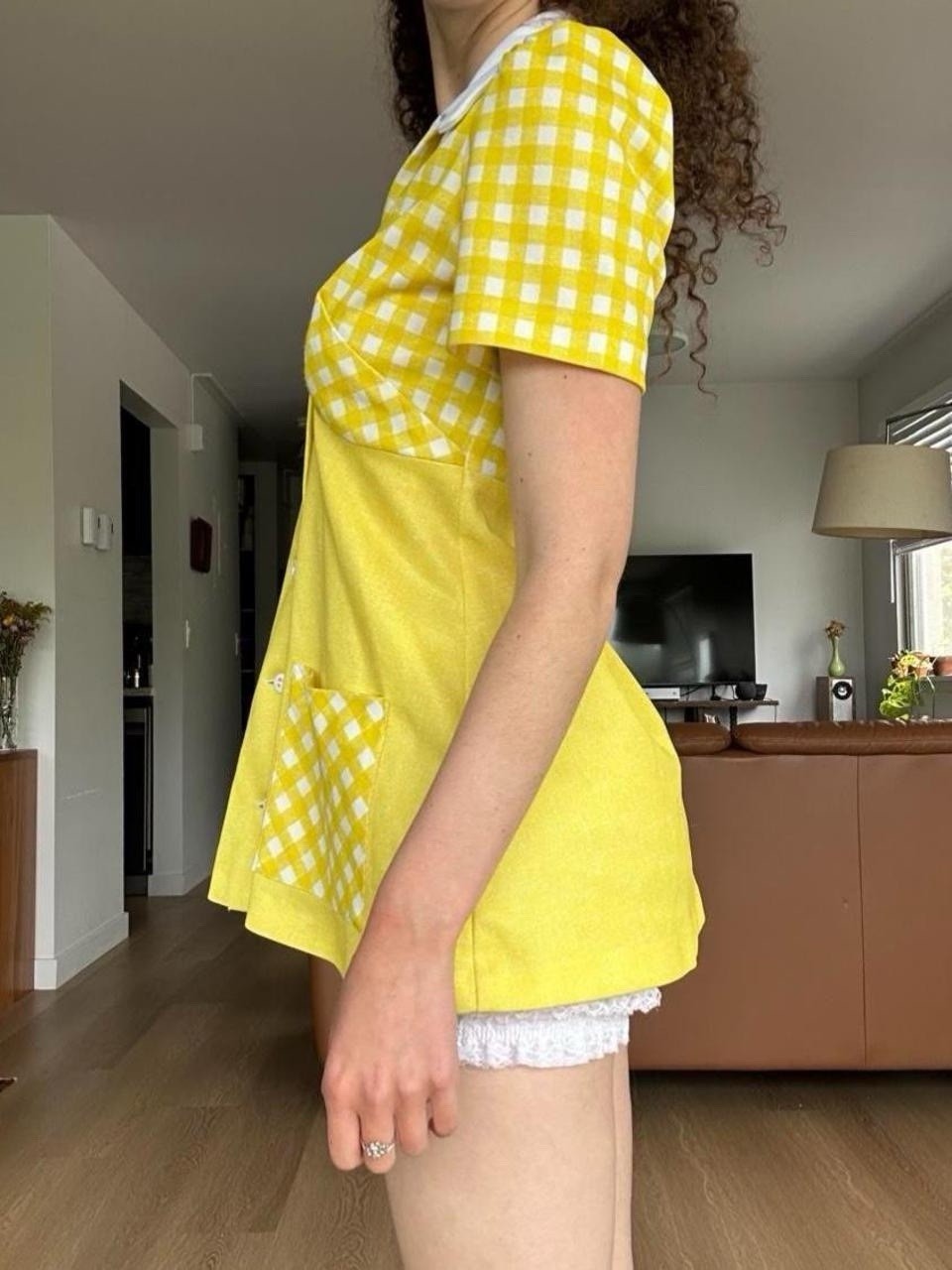 Vintage 1970s Waitress Yellow Uniform Top by Alive Tops Retro