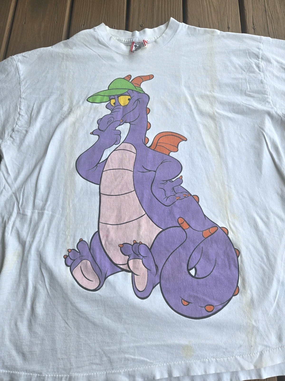 Vintage Disney Figment Dragon Epcot 2 Sided Promo Cartoon T-Shirt 90s USA READ