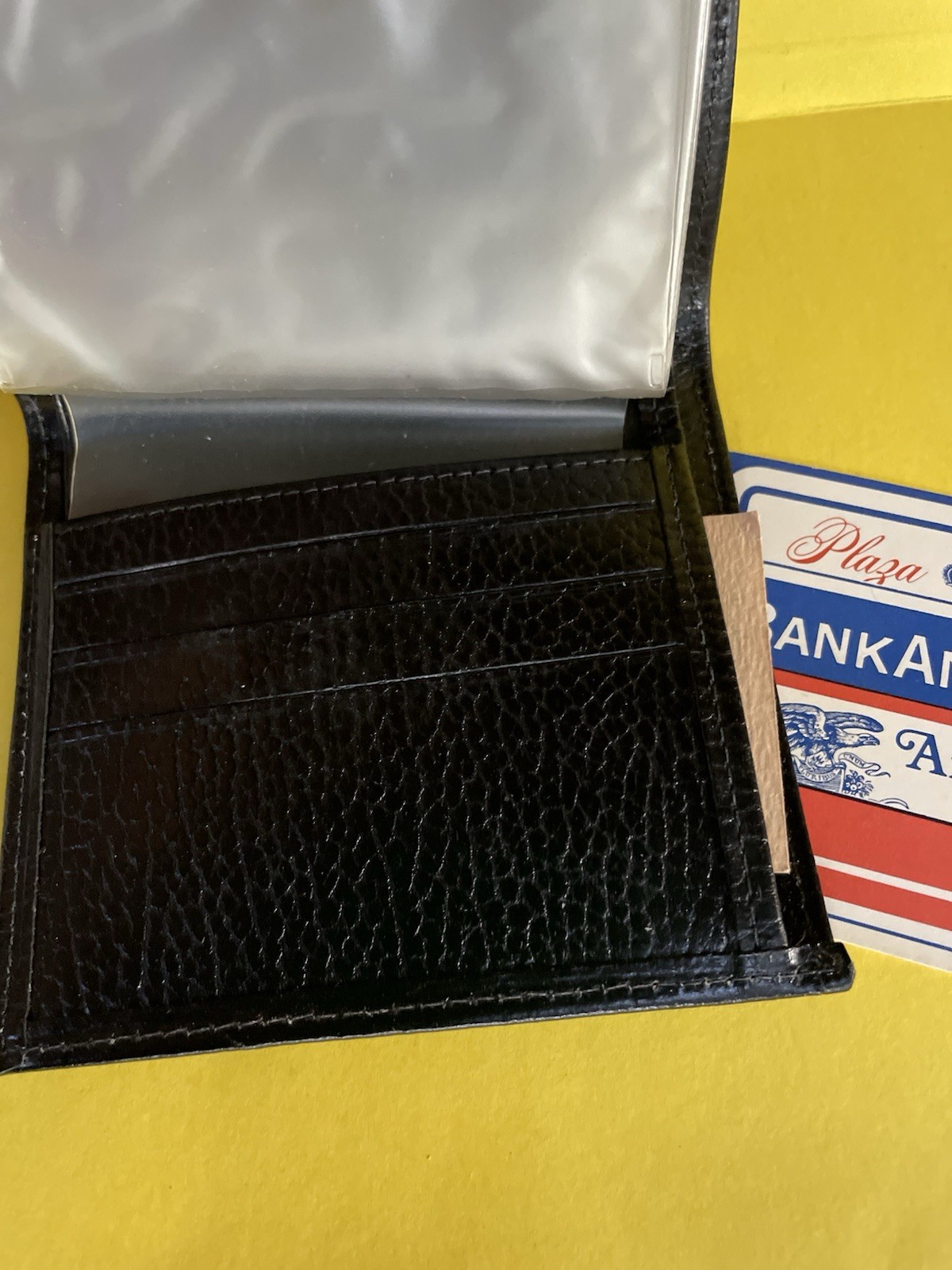 Vintage wallet Enger Kress Fine Leather Billfold USA with Box NOS Black 1960s