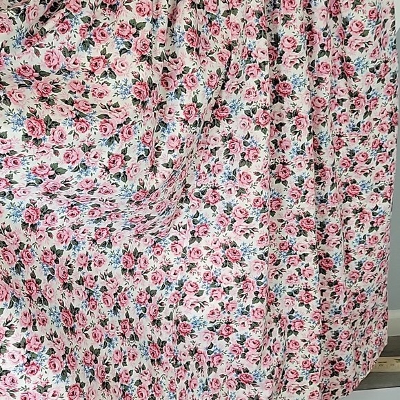 Vintage LANZ pink floral Bridgerton Prairie Maxi Midi dress size Large bows