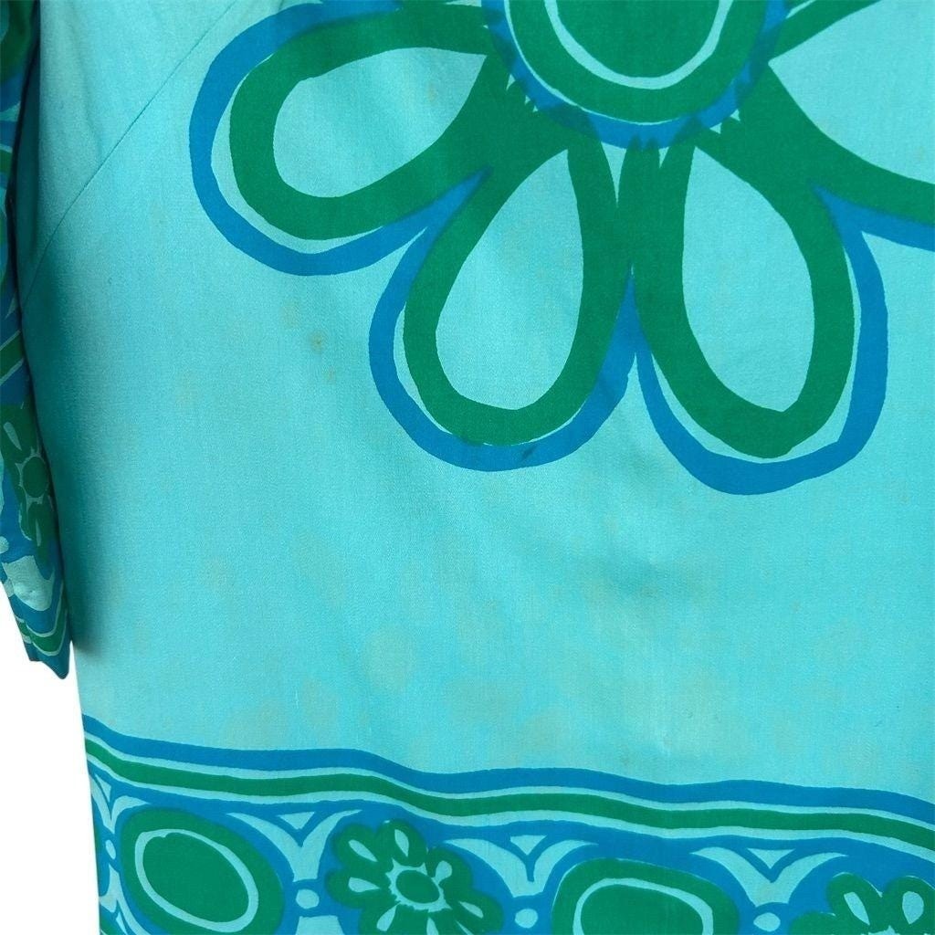 1960s Vera Neumann Dress Mod Psychedelic Floral Aqua Shift 10 for Lord & Taylor