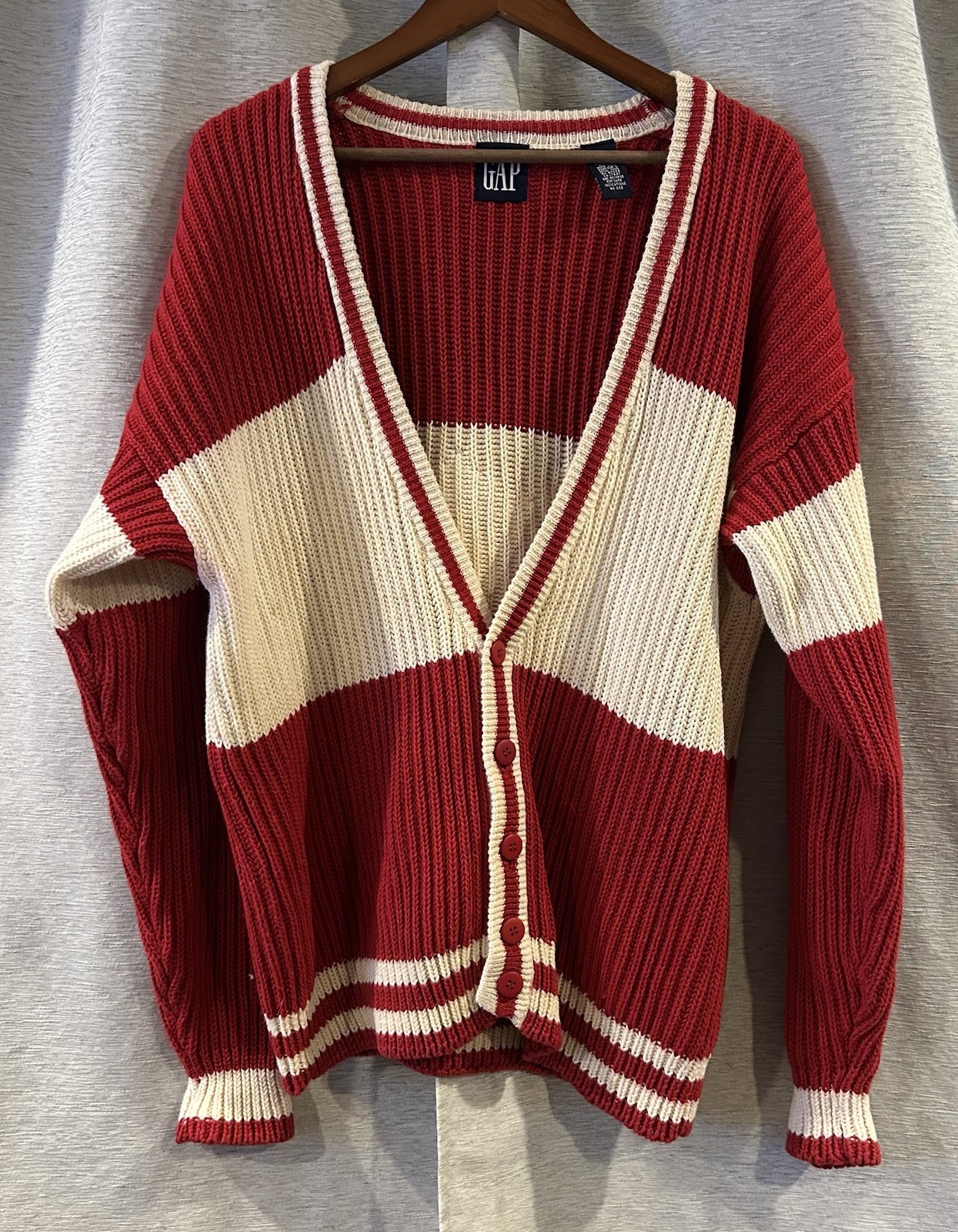 Vintage Gap 90s Indians Colorblock Unit Cardigan Size Large Academia