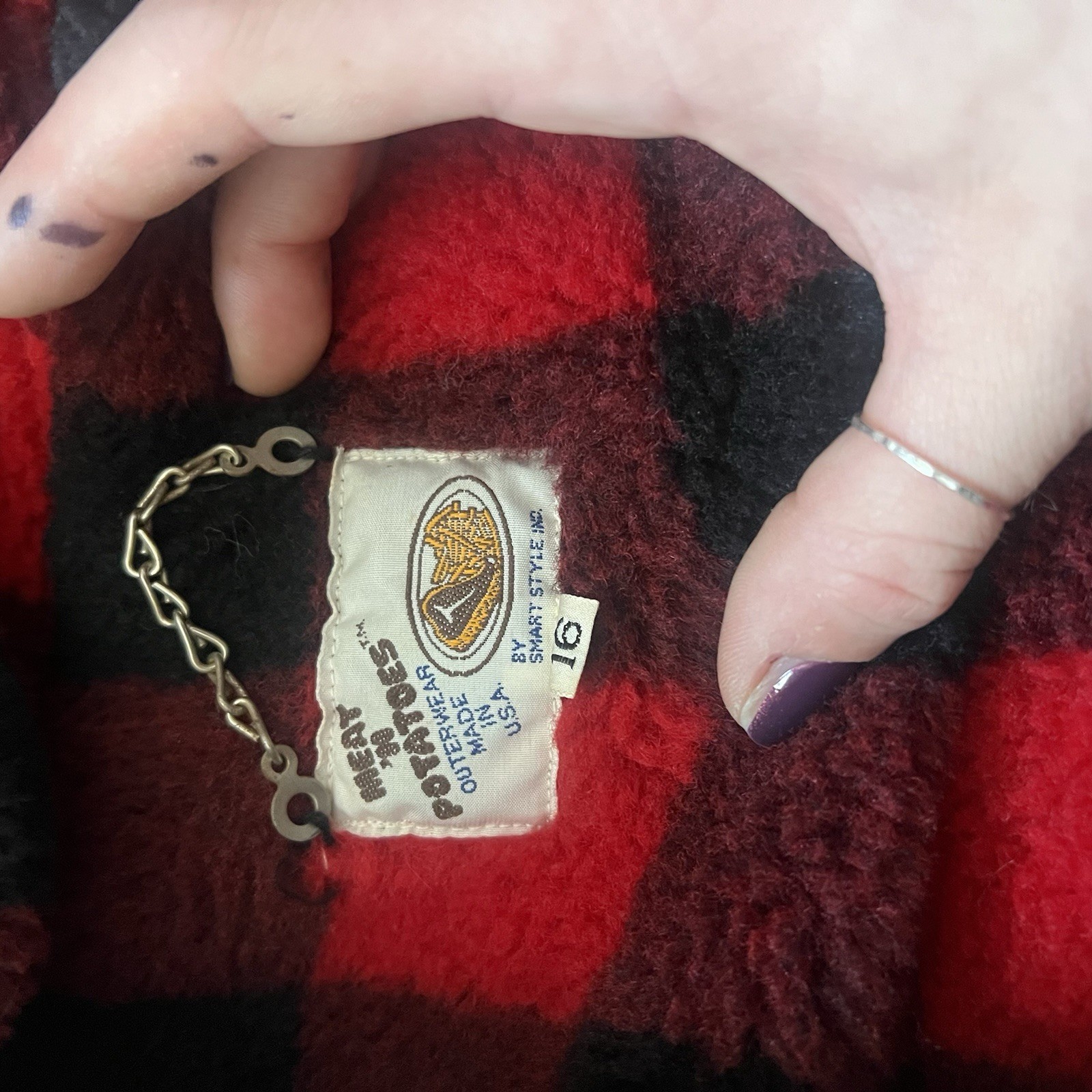 Ultra Rare USA Vintage 1970’s Jacket “Meat N’ Potatoes” Buffalo Plaid