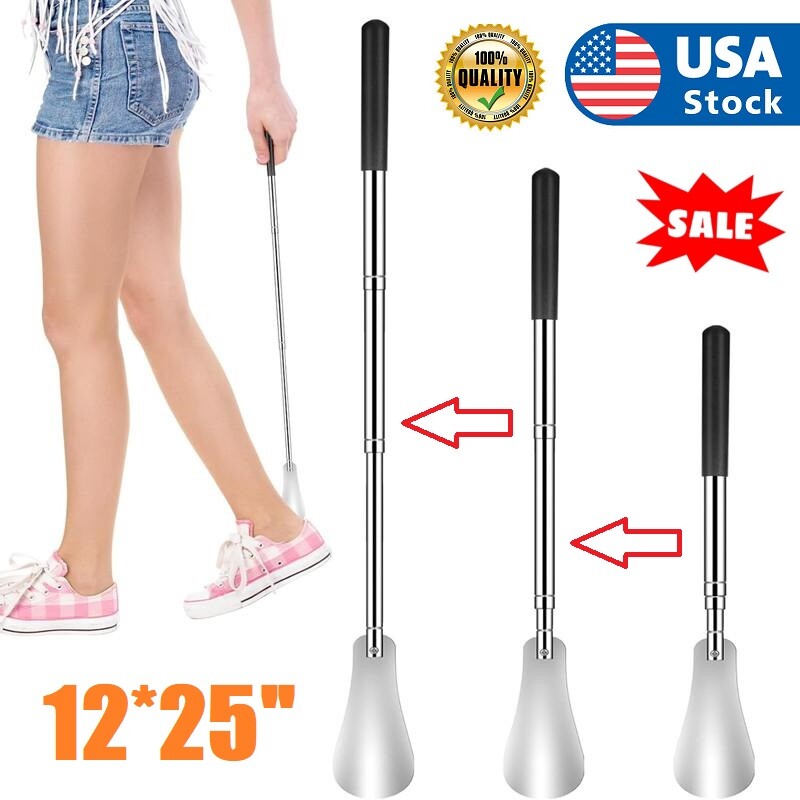 25” Telescopic Shoe Angle Stainless Steel Telescopic Shoe Spoon Non-slip Handle