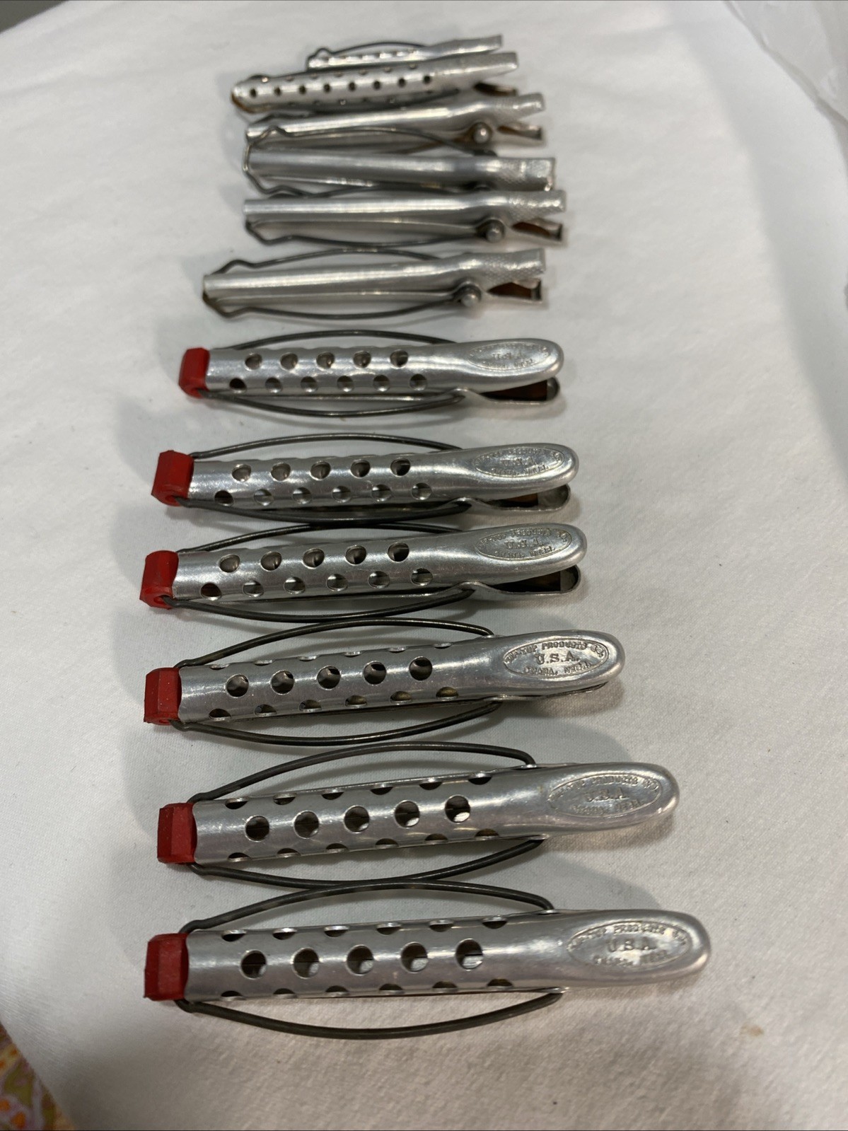 Vintage Mix Of Tip Top And Goody Aluminum Hair Clips Rollers USA Lot of 12