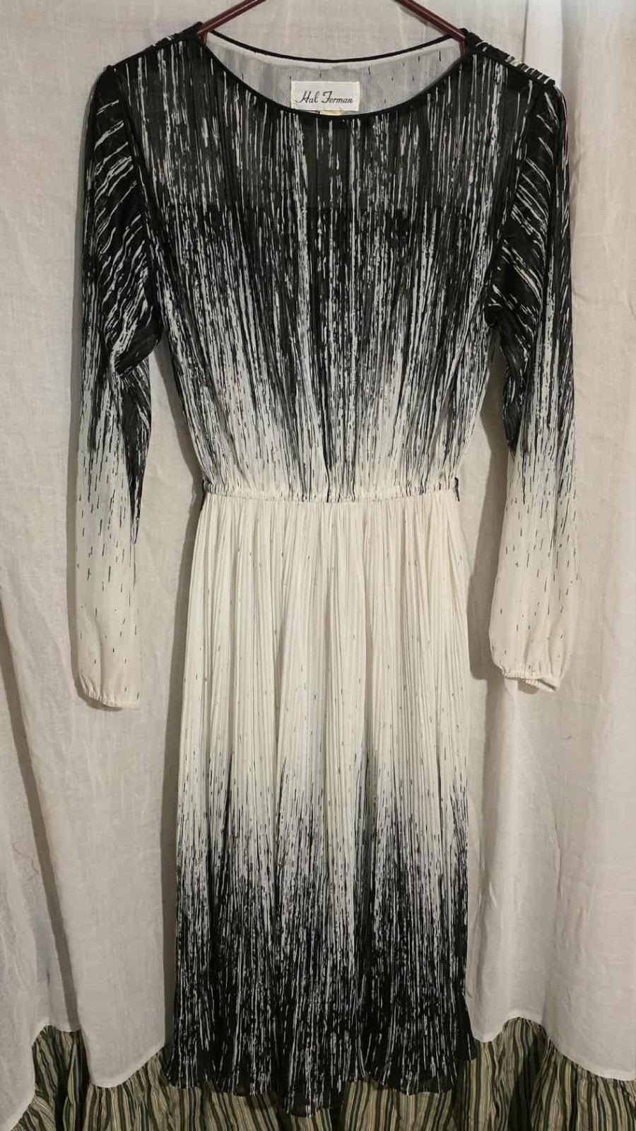 vintage 1970s P.C.F. Petites by Hal Ferman black & white patterned Dress