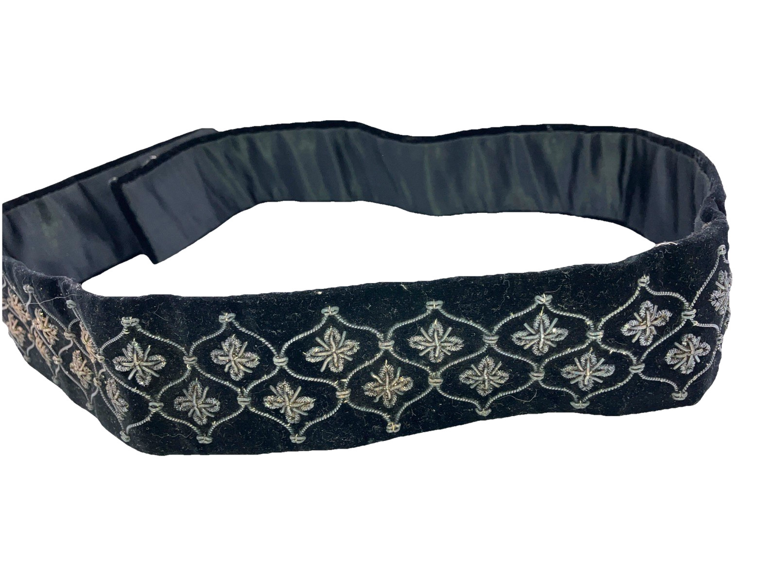 Antique Edwardian 20s Belt Ivy Palace India Embroidered Bullion Velvet