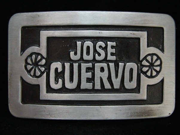 OA09148 VINTAGE 1977 **JOSE CUERVO** TEQUILA 80 PROOF BOOZE PEWTER BELT BUCKLE
