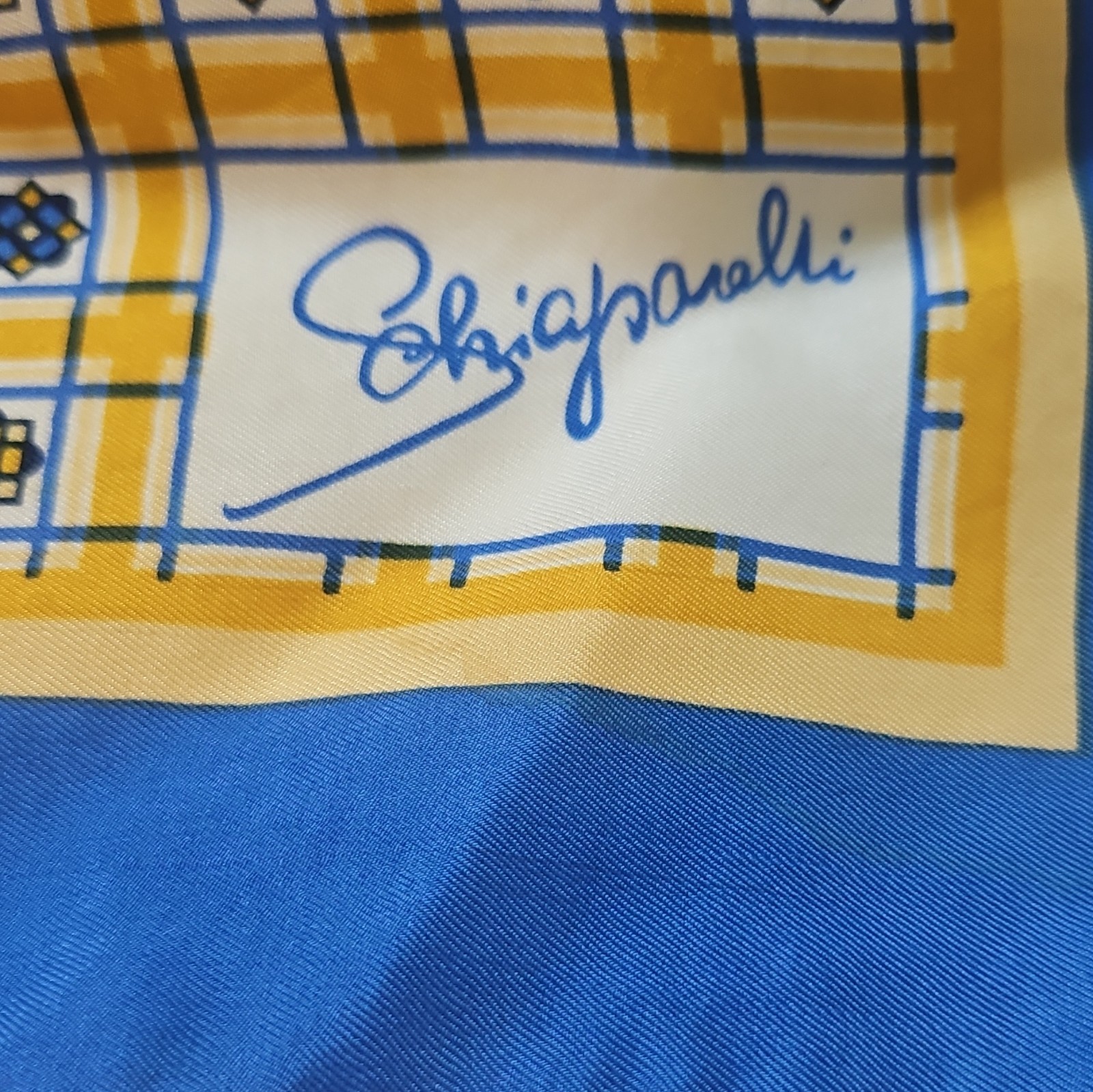 Vintage 60s-70s Schiaparelli Scarf. Measures About 22 Inches Square.
