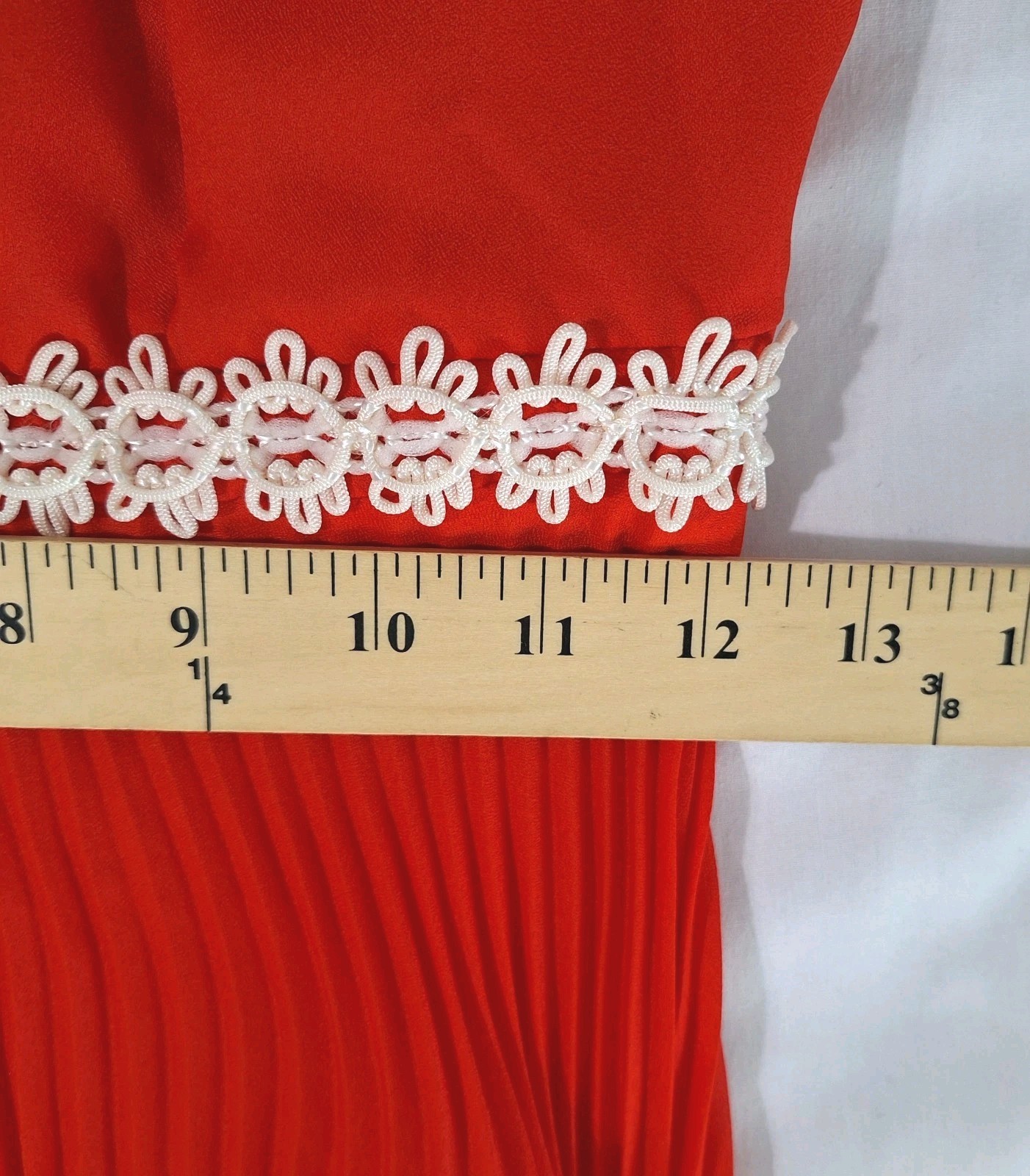 Vintage Anson 60s Cocktail Hostess Dress Sz Small Red Pleated Empire Waist Party