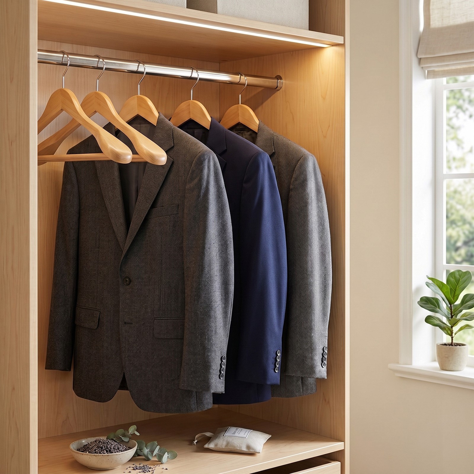 24 Pack Non-Slip Wood Suit Hangers with 360° Hook for Closet & Wardrobe Natural
