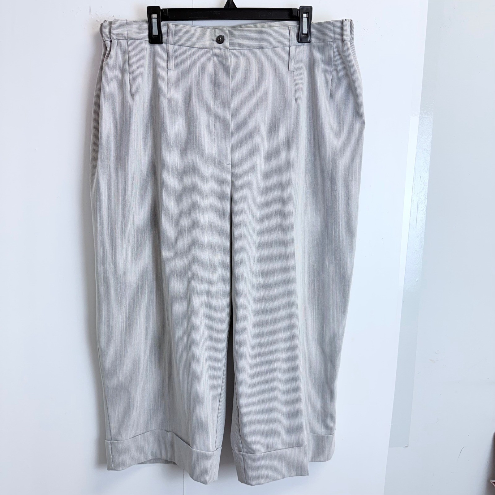 Harve Benard Vintage Pinstripe 2 Pc Set Button Down Top & Crop Pants Womens 18