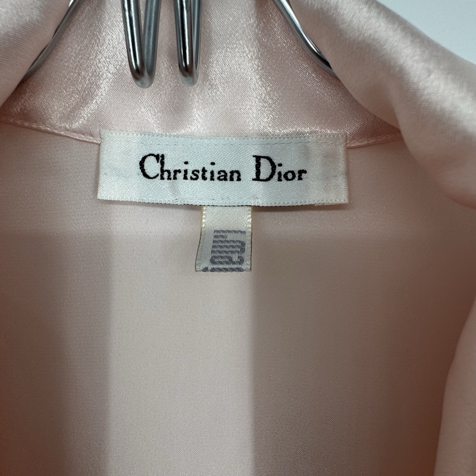 Vtg Christian Dior Pink Embroidered Robe With Lounge Shorts Union Made In USA
