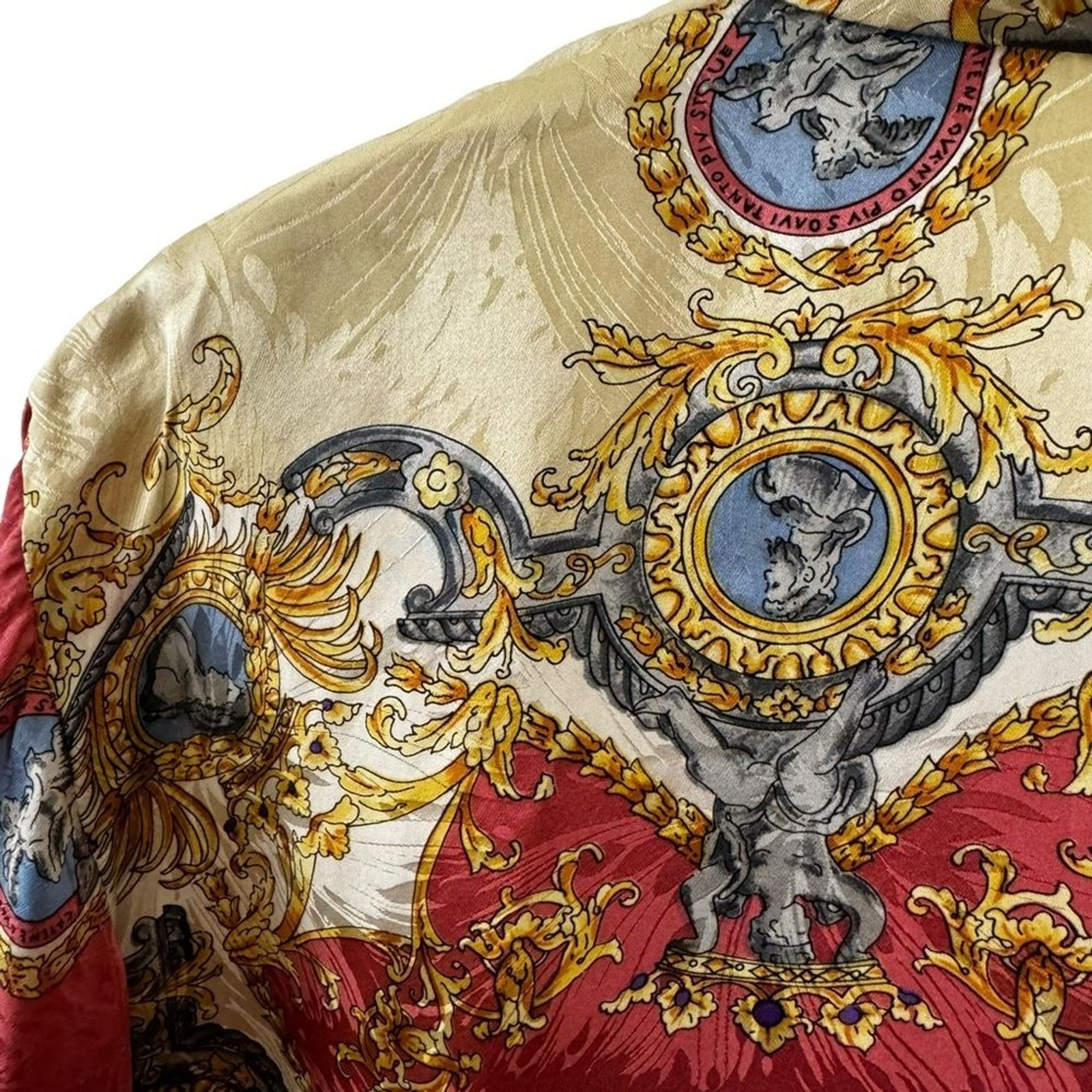 Vintage German Button Down Blouse Versailles Royal Elegant 100% Silk & Acetate