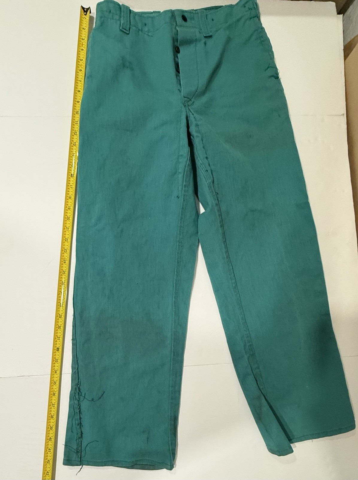 Vintage 50s 60s FYRESAFE J&L Steel Pittsburgh Works FR Welding Pants 32×31 Green