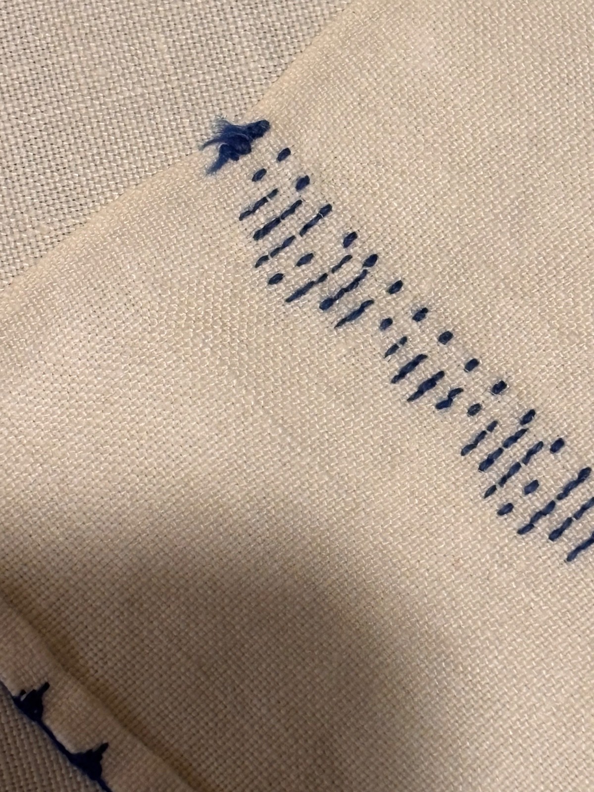 Vintage Cotton Linen blend fine cross stitch embroidered Hand towel