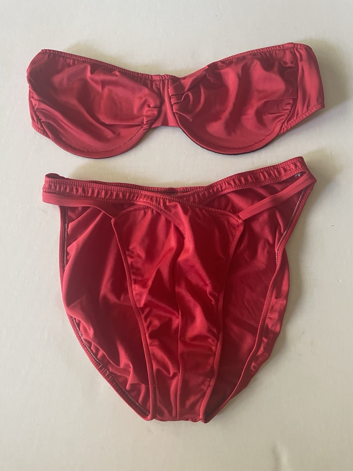 Vintage 80s 1980s Joyce Holder Bikini Swimsuit Bathing Suit Red Medium C Glossy