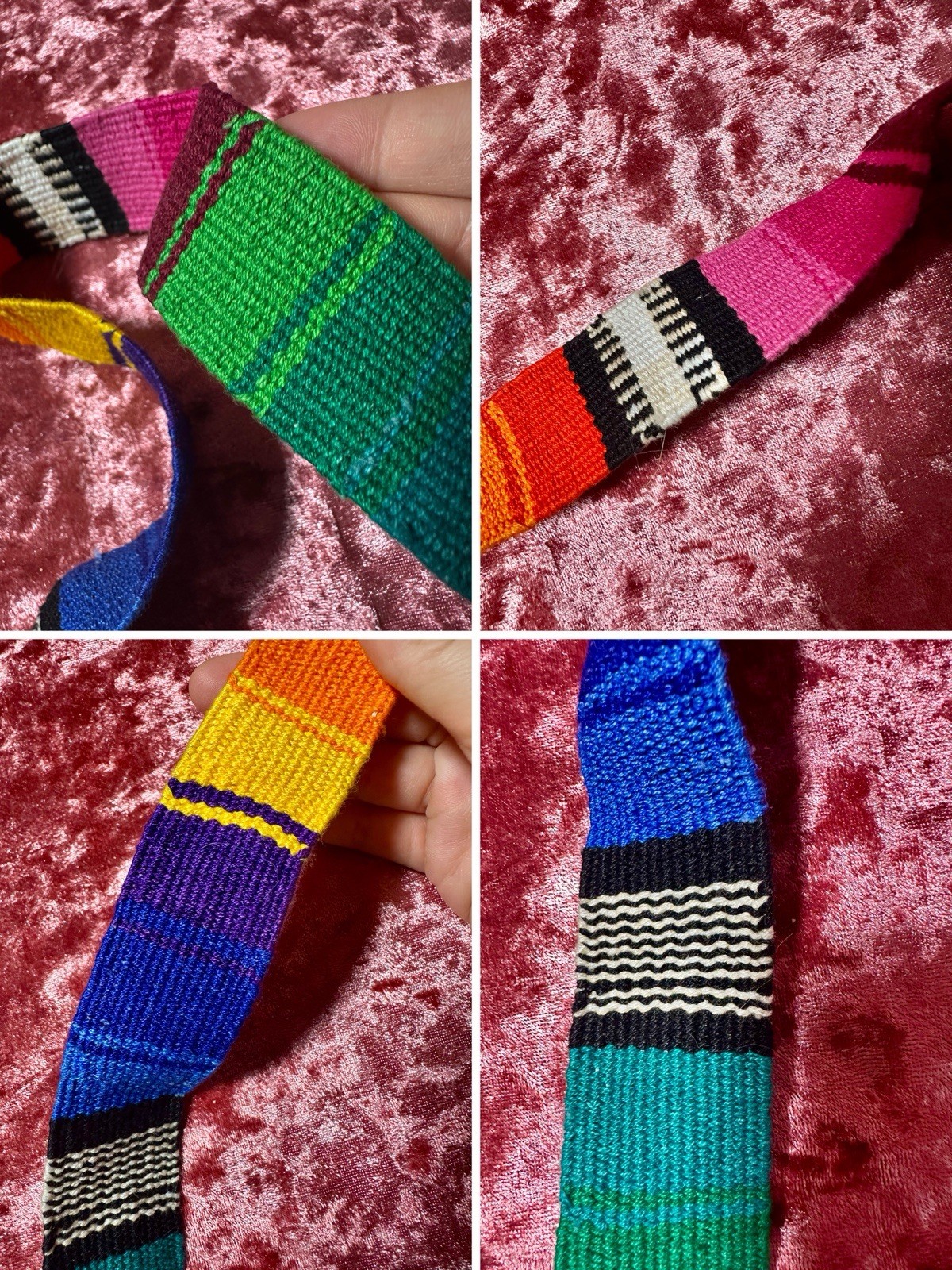 Vintage Colorful Rainbow Geometric Woven Belt Guatemala Adjustable Waist Sash