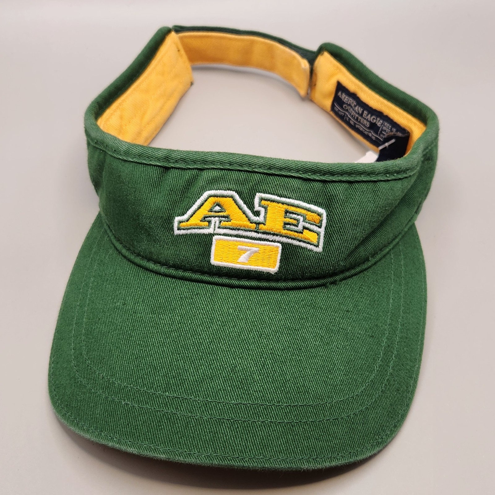 NWT American Eagle Outfitters AE 7 Green Yellow Visor Hat Adjustable Vintage Y2K