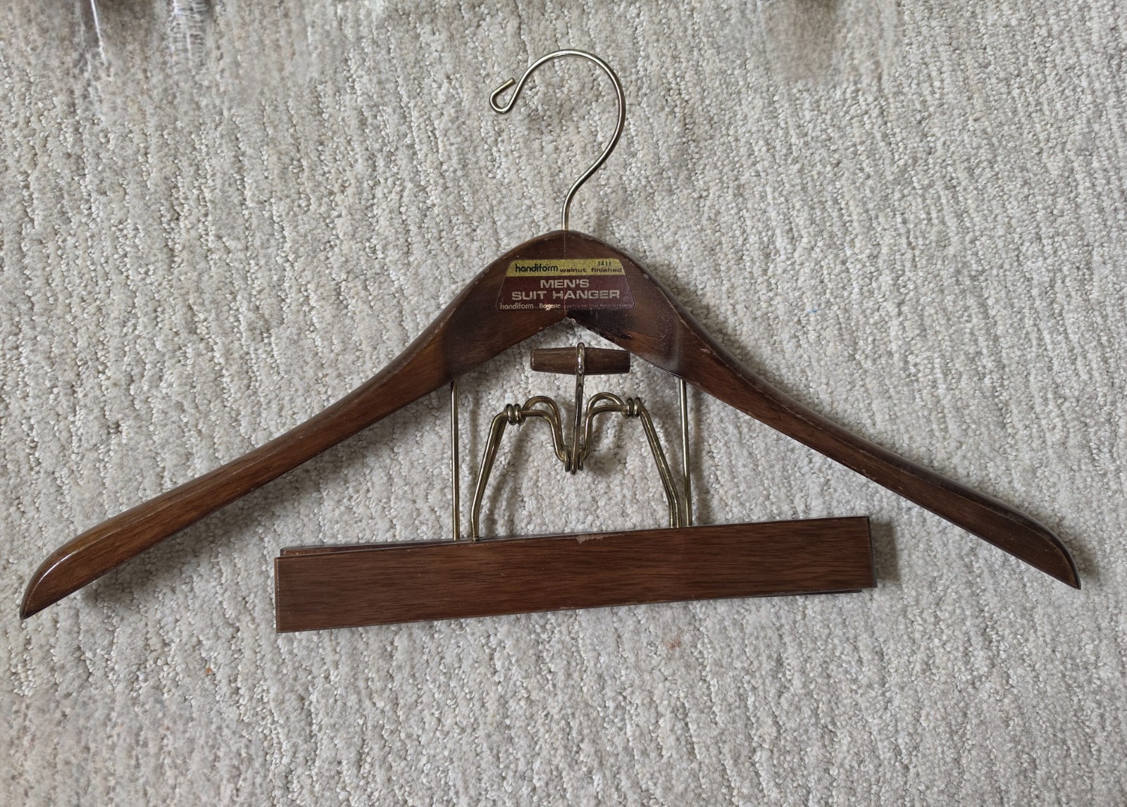 8 Vintage Handiform walnut finished pant coat suit jacket clothes hangers 60s,70