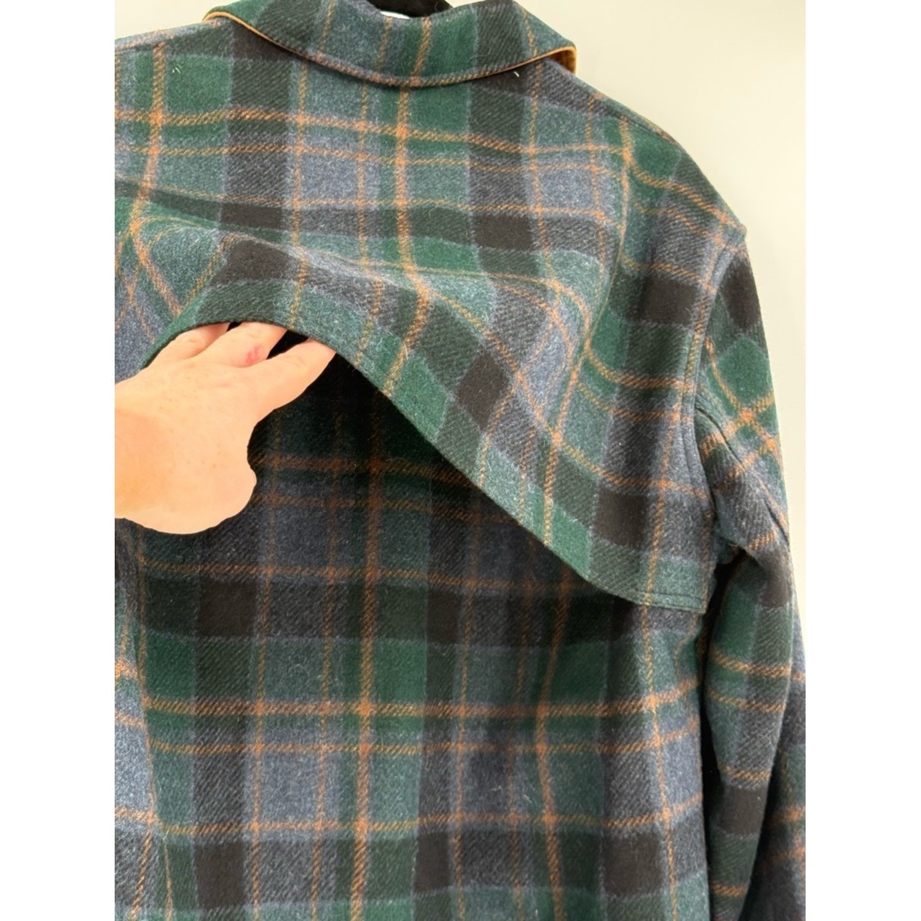 Woolrich Vintage Men’s Denim Plaid Wool Hunting Mackinaw Cruiser Coat Jacket M