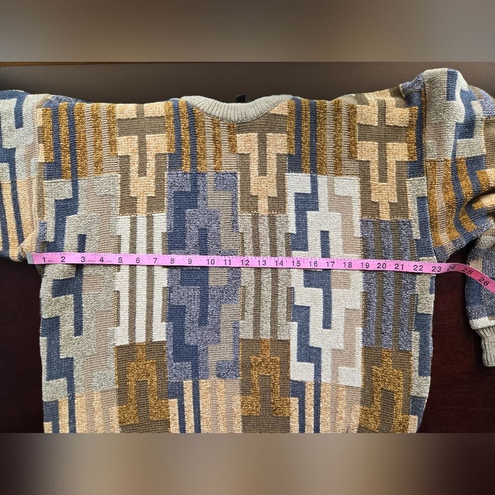 VTG Tundra Canada 3D Knit Textured Sweater Large Earth Tones Geometric