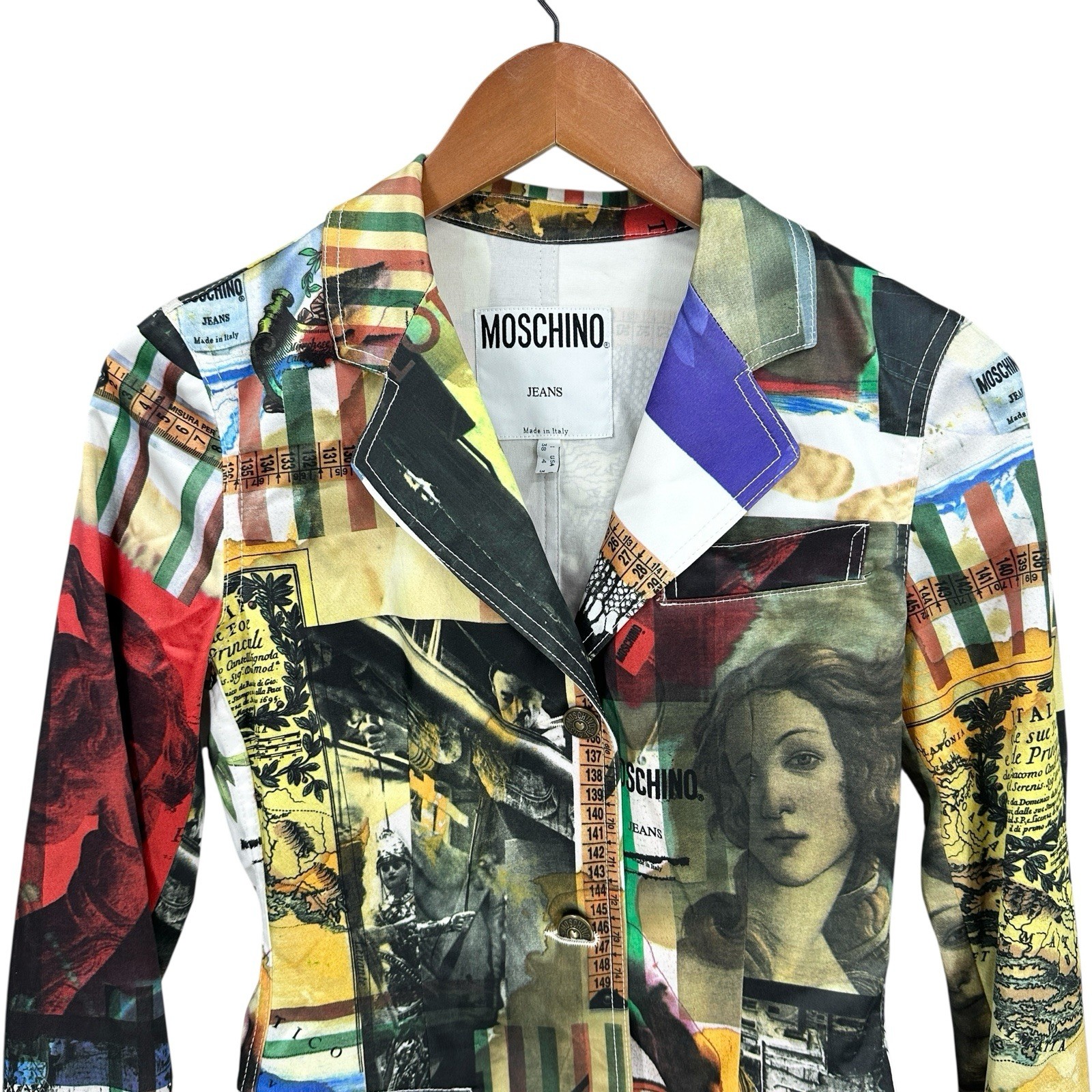 MOSCHINO Blazer Jacket Birth Of Venus Womens 4 Made In Italy Vintage U463