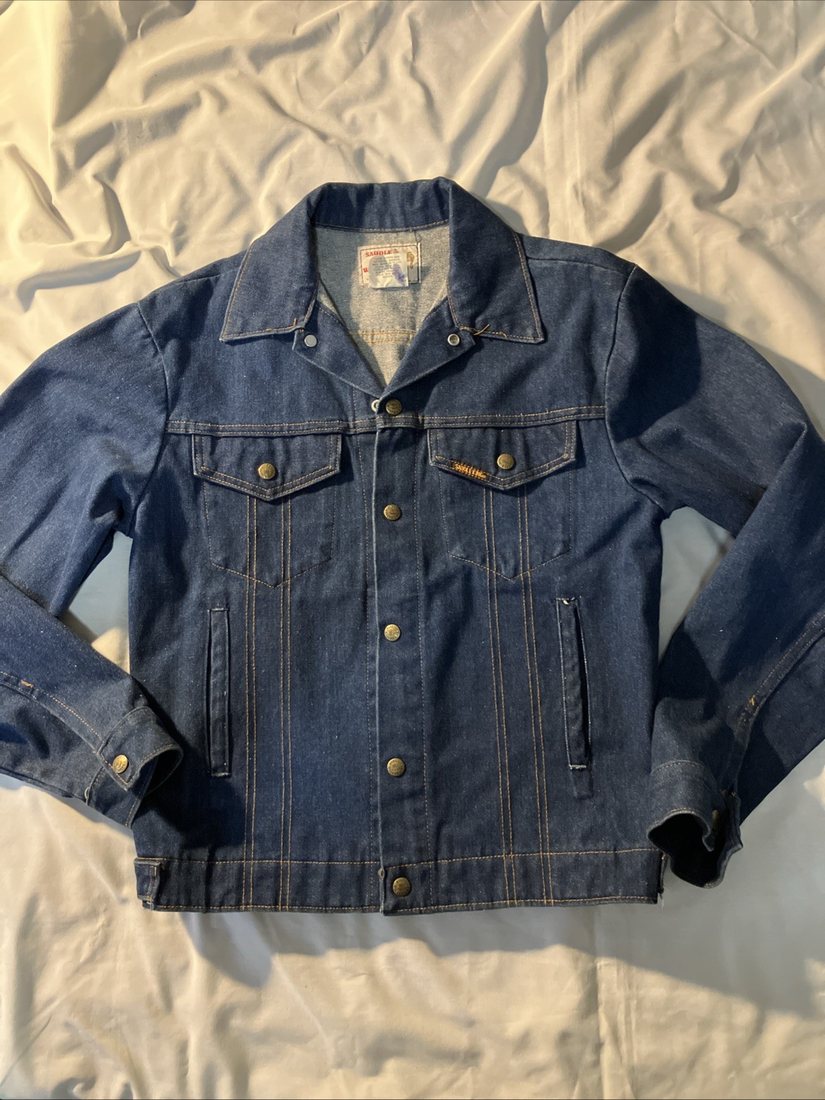 VTG Saddle King Western Denim Trucker Jacket Adult 38 Regular Made In USA