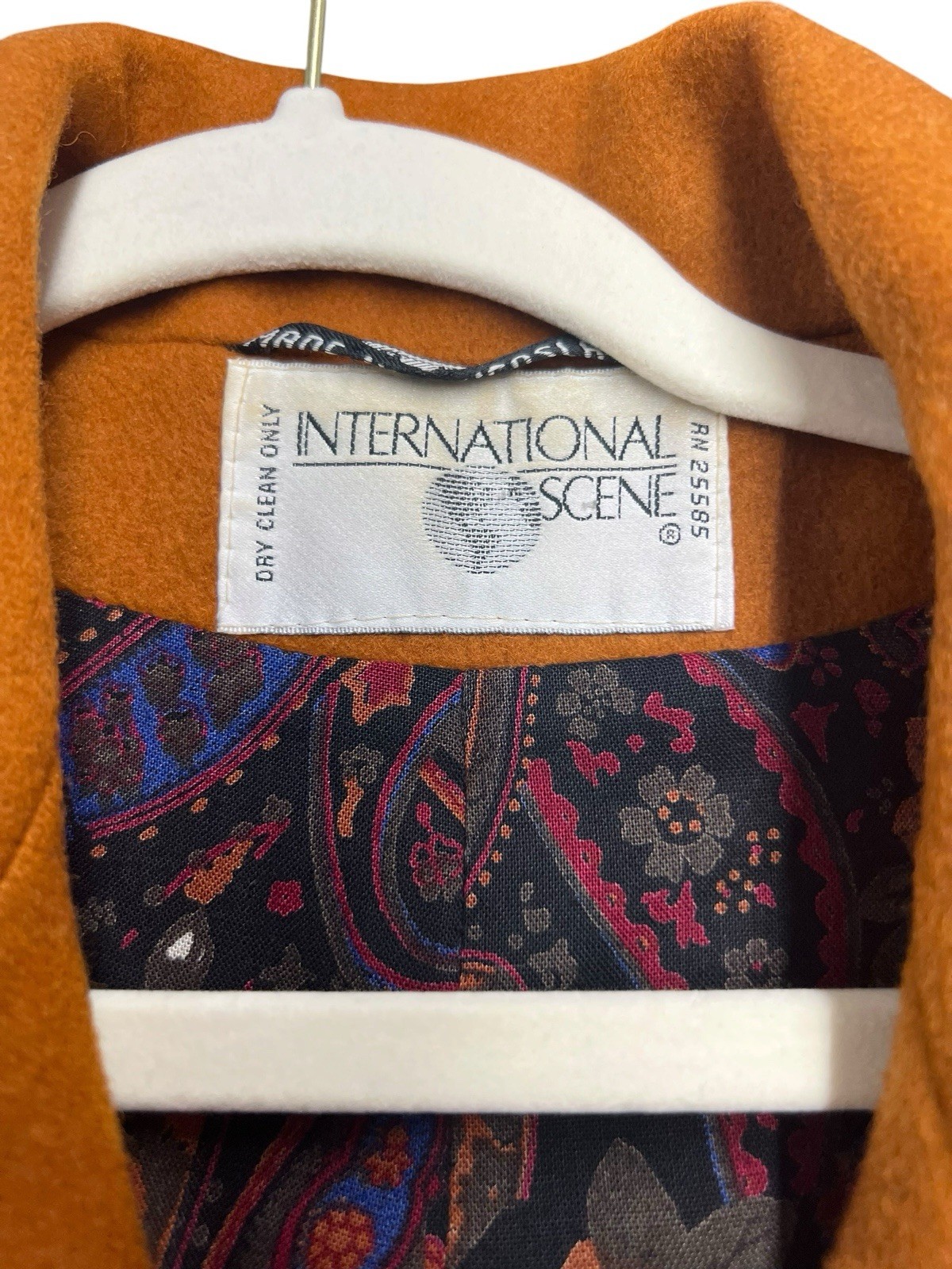 Vintage International Scene Burnt Orange Wool Blend Coat/Jacket