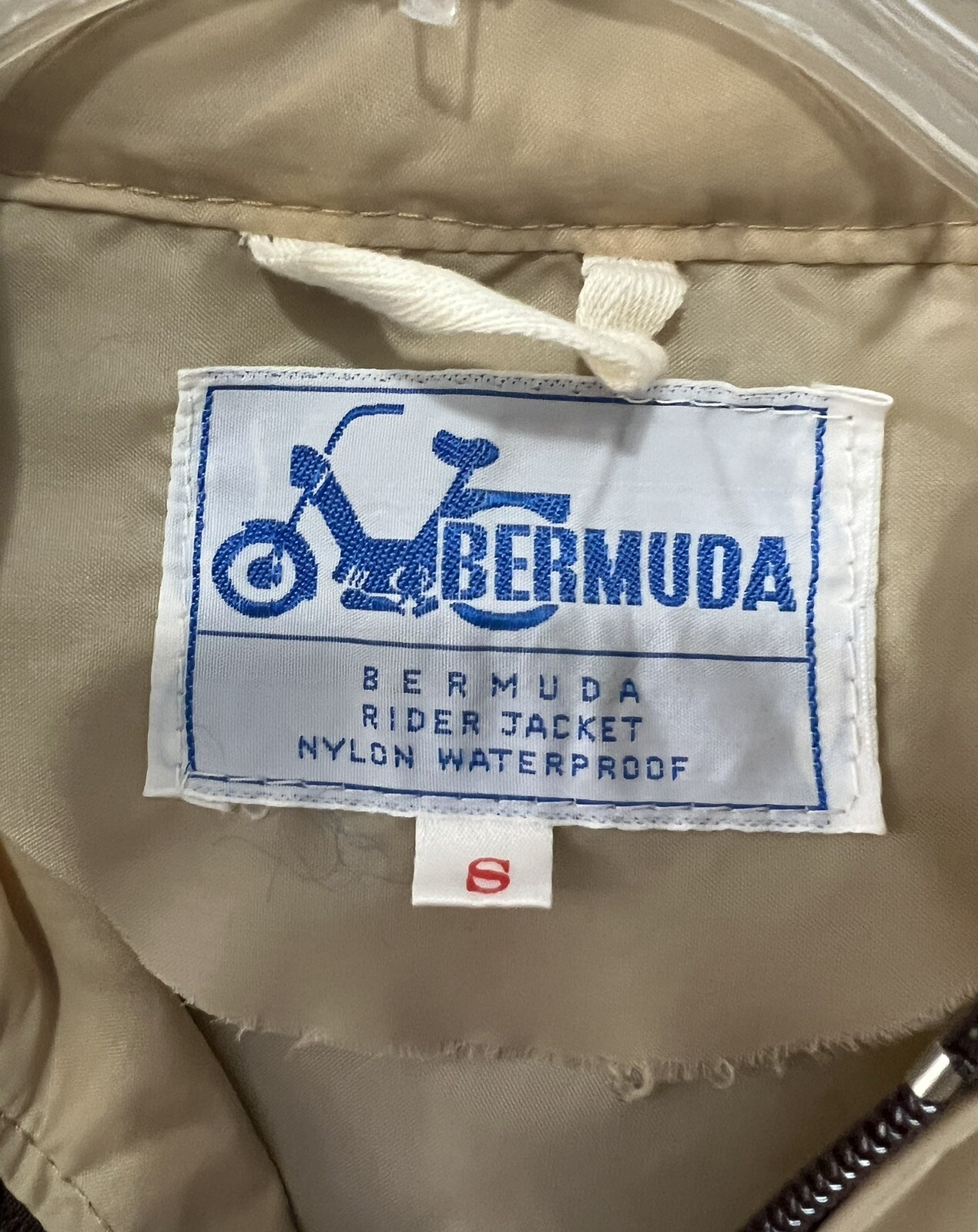 Vintage Bermuda Rider Jacket Nylon Waterproof Full Zip Hooded Blue Med OR Tan Sm